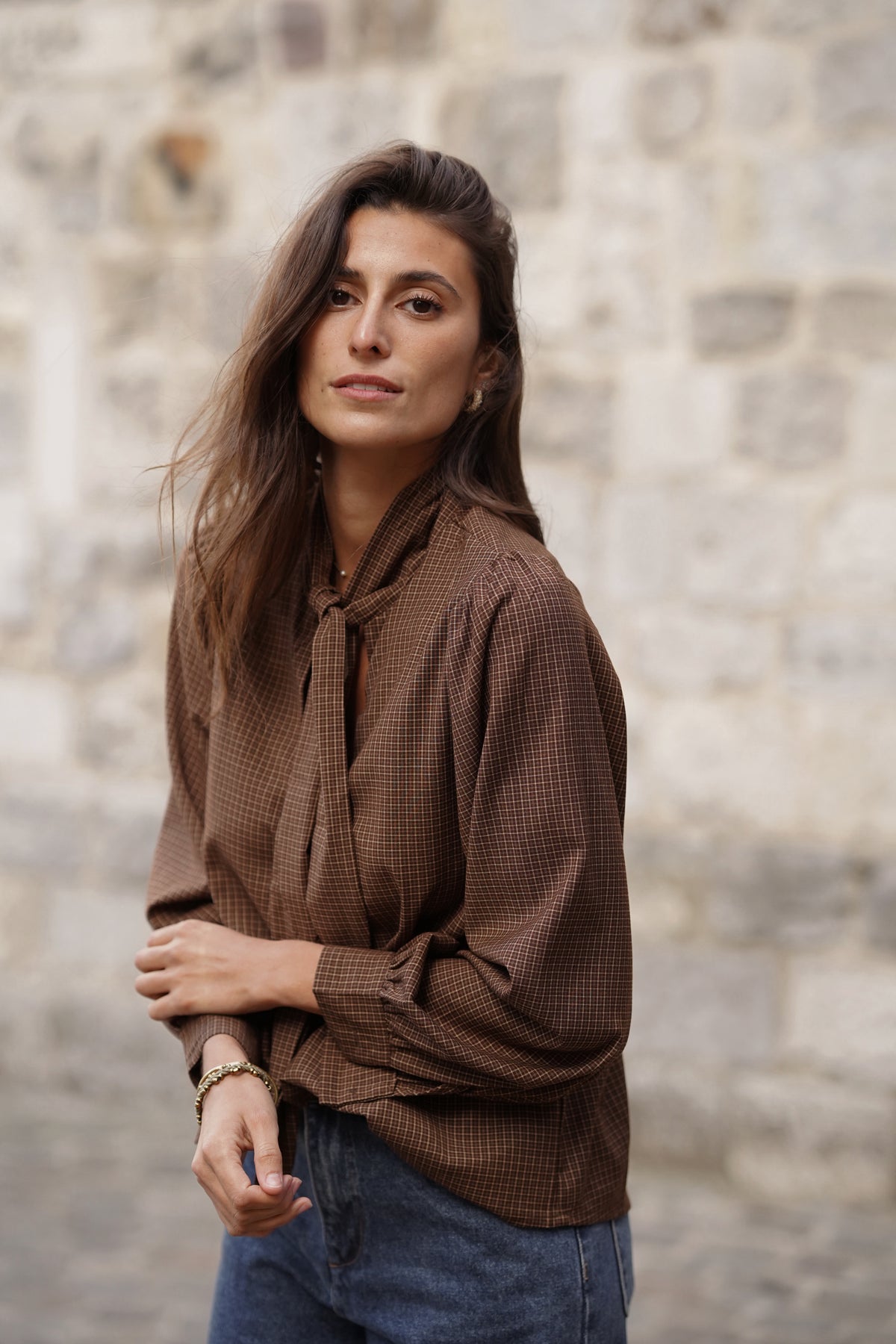 Blouse à nouer Kaiya marron