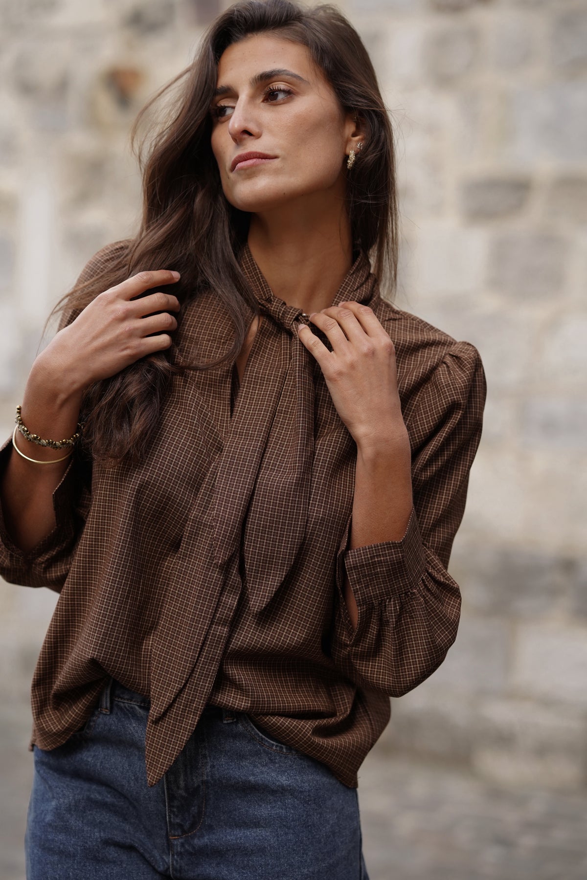 Blouse à nouer Kaiya marron