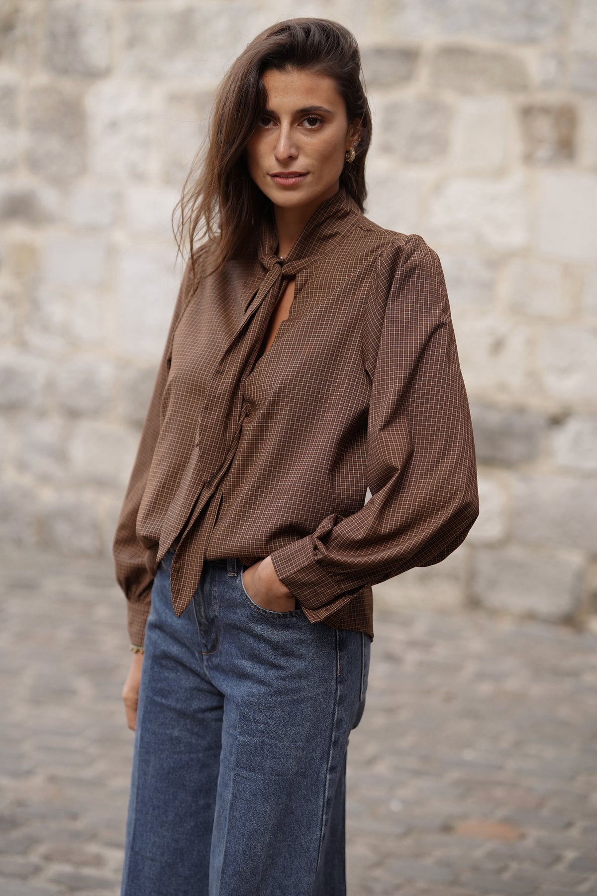 Blouse à nouer Kaiya marron