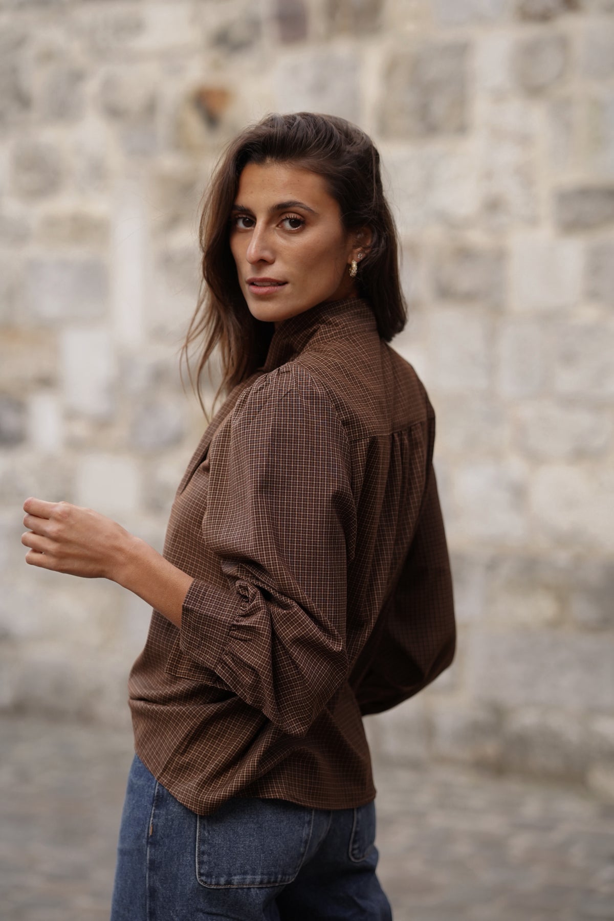 Blouse à nouer Kaiya marron