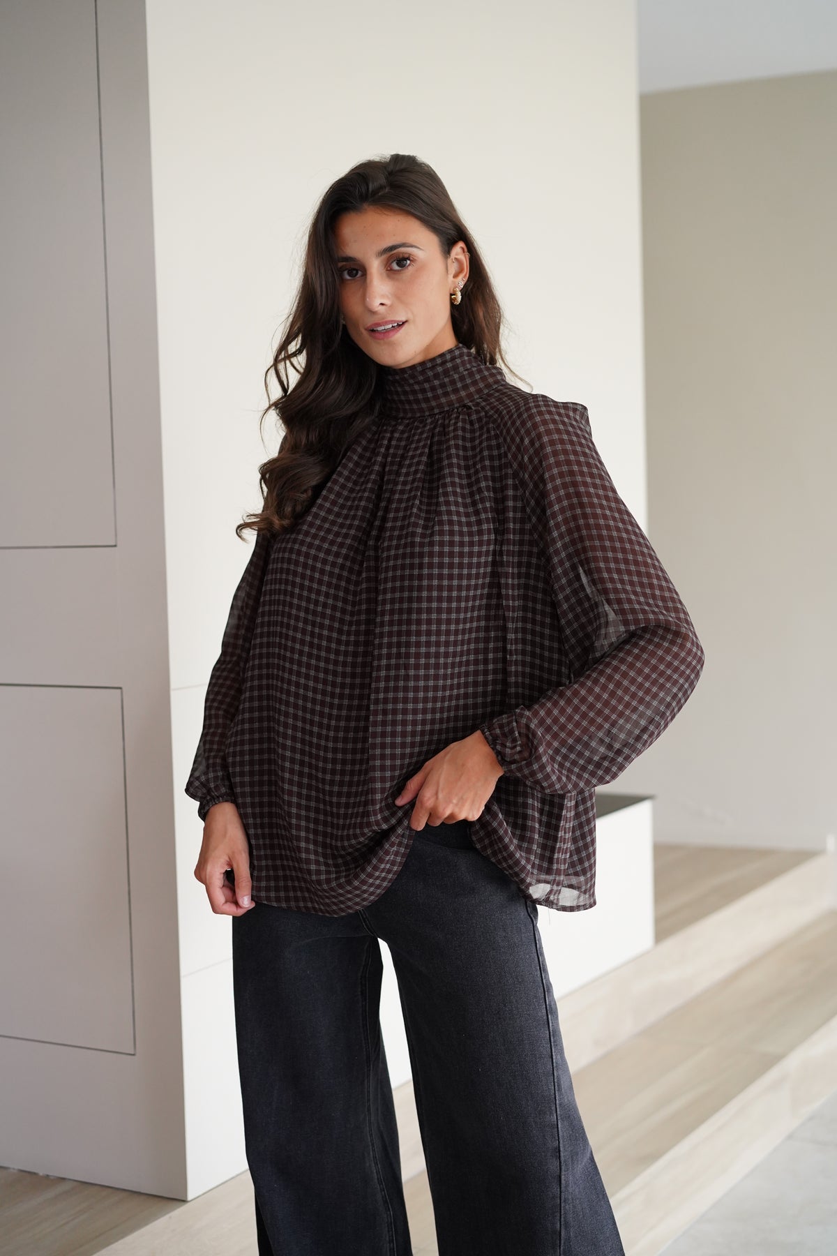 Blouse Steph carreaux marron
