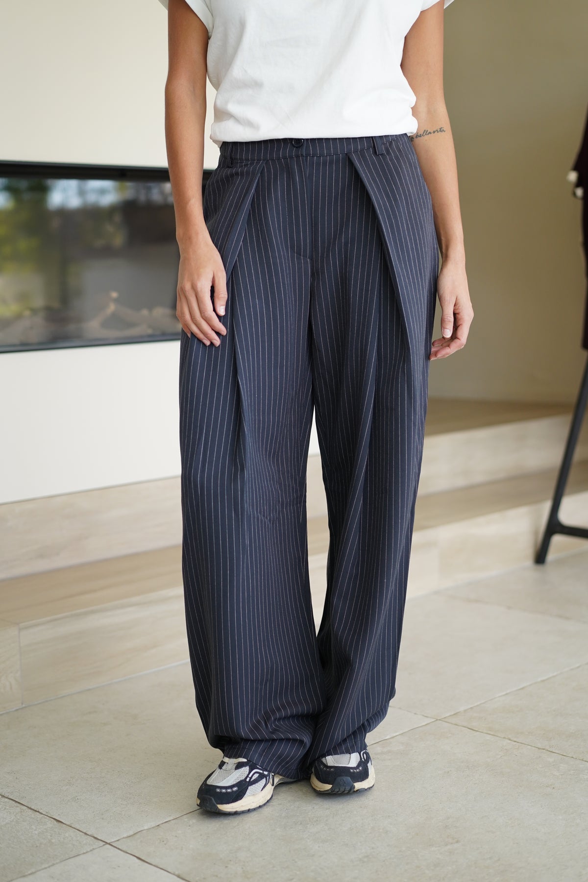 Pantalon à plis Flore navy