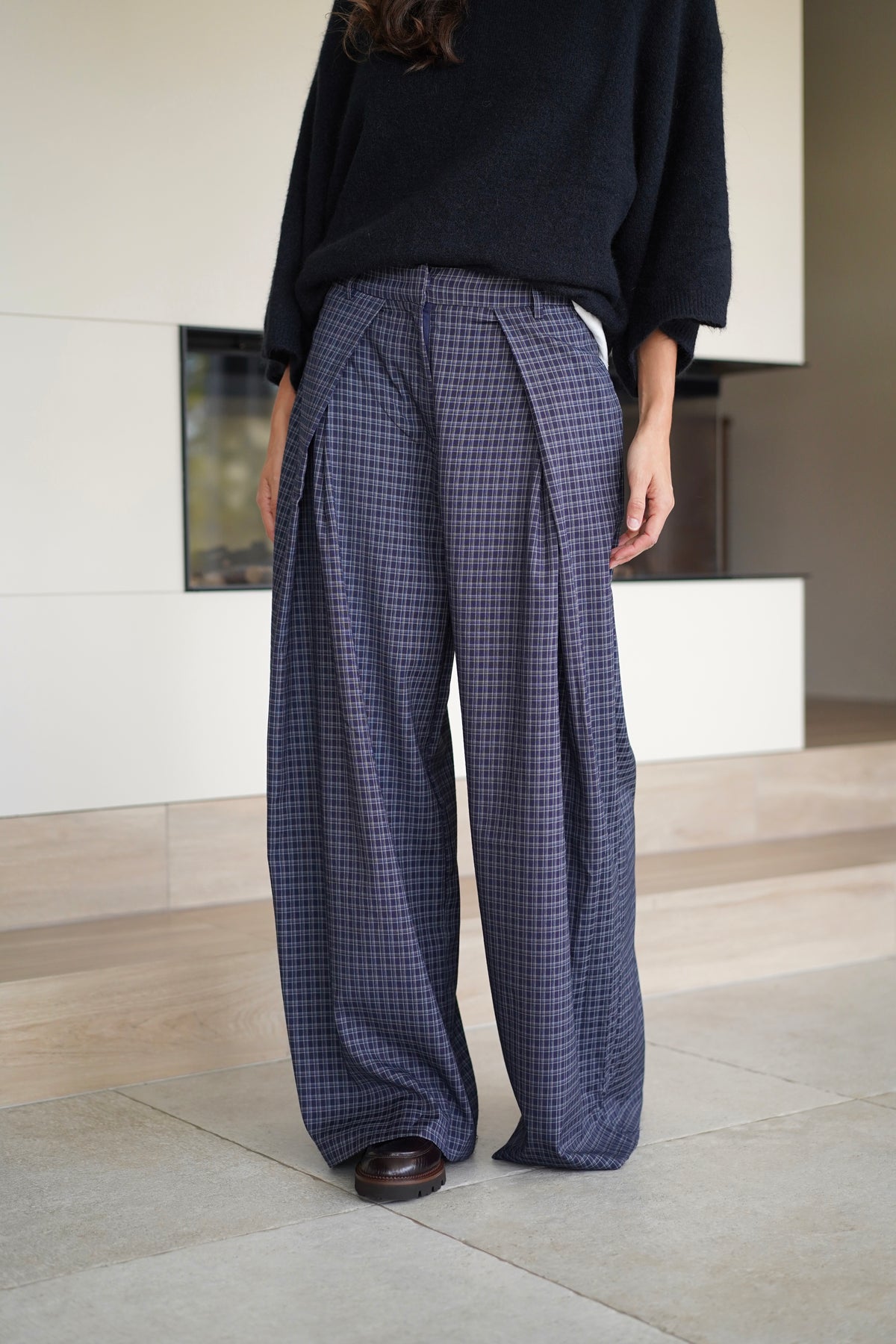 Pantalon Maxime carreaux bleus