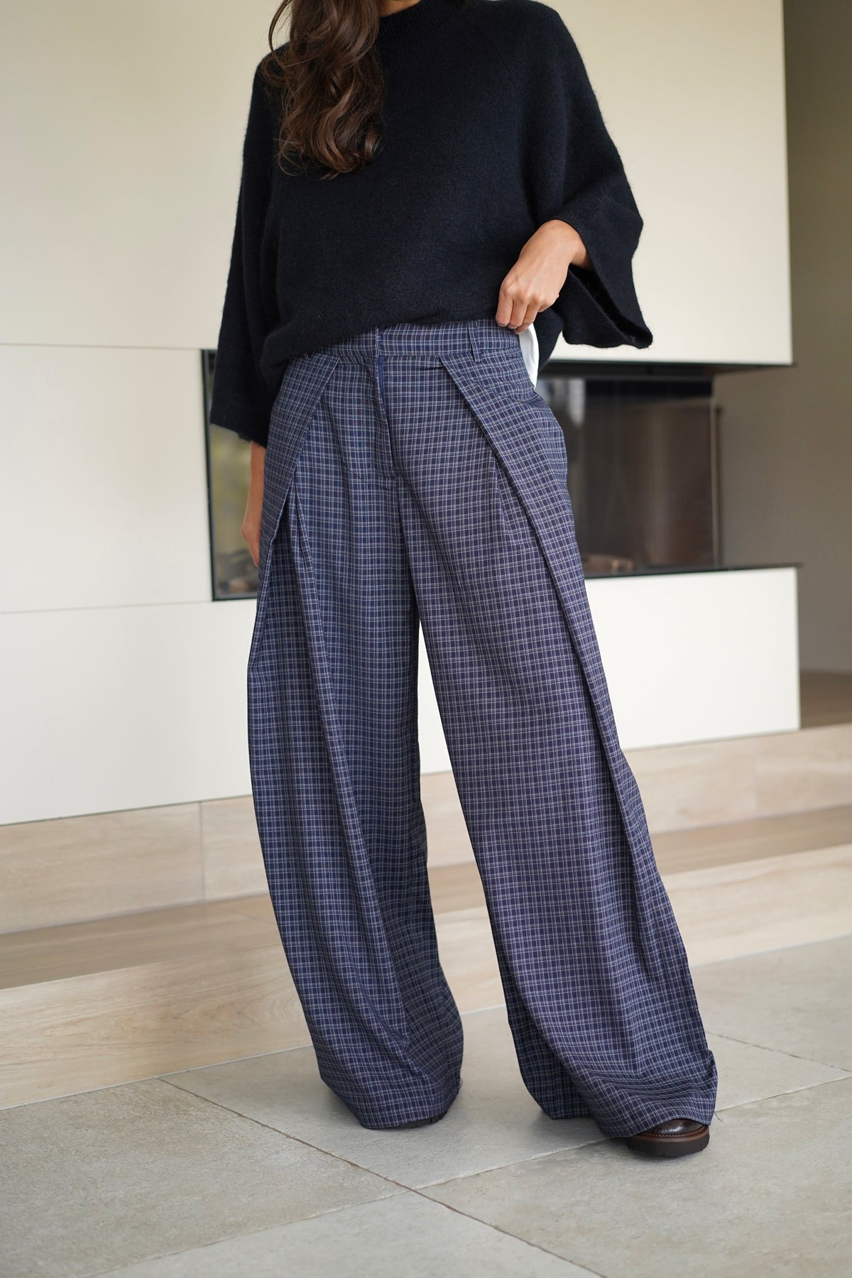 Pantalon Maxime carreaux bleus