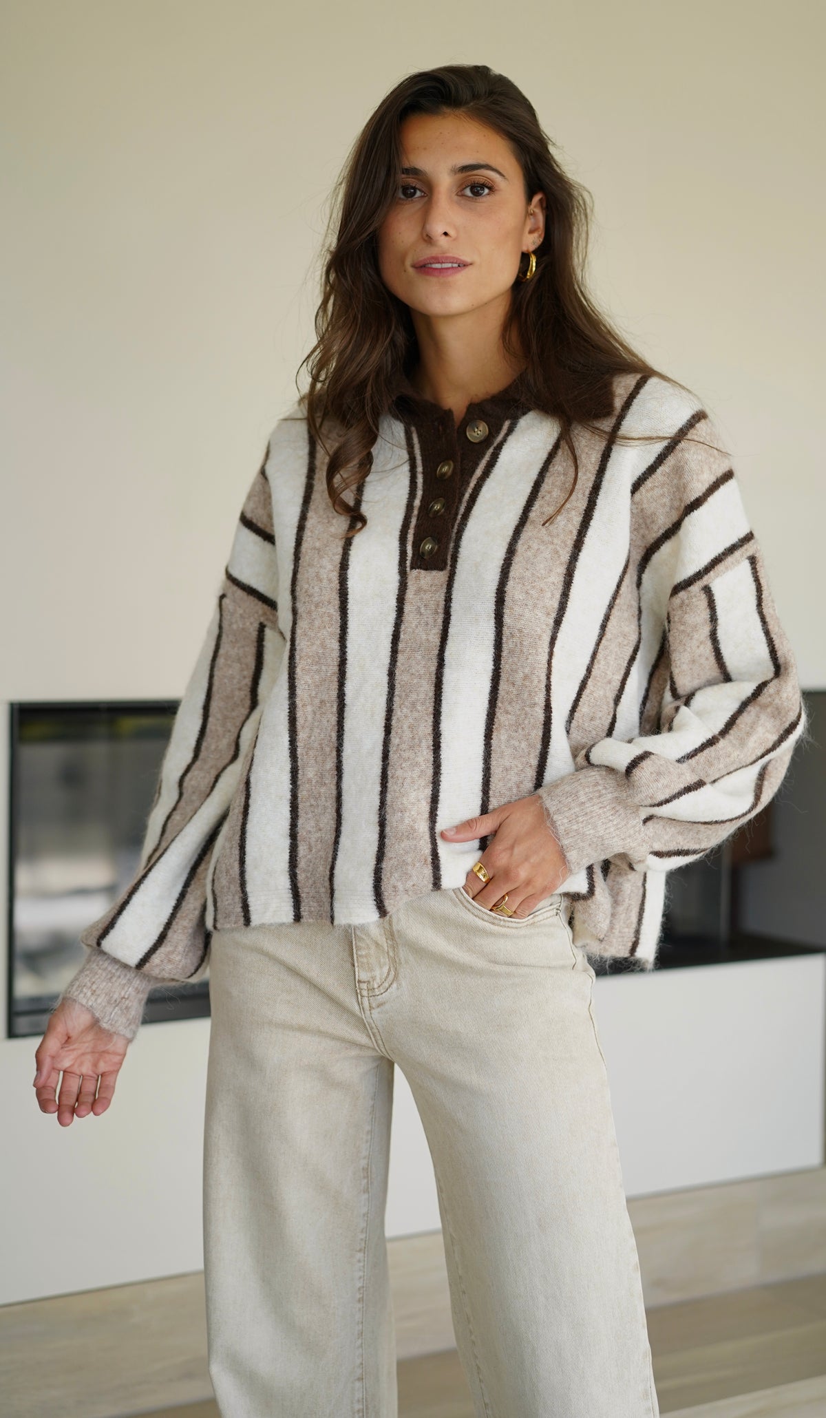 Pull Col Polo Brian crème