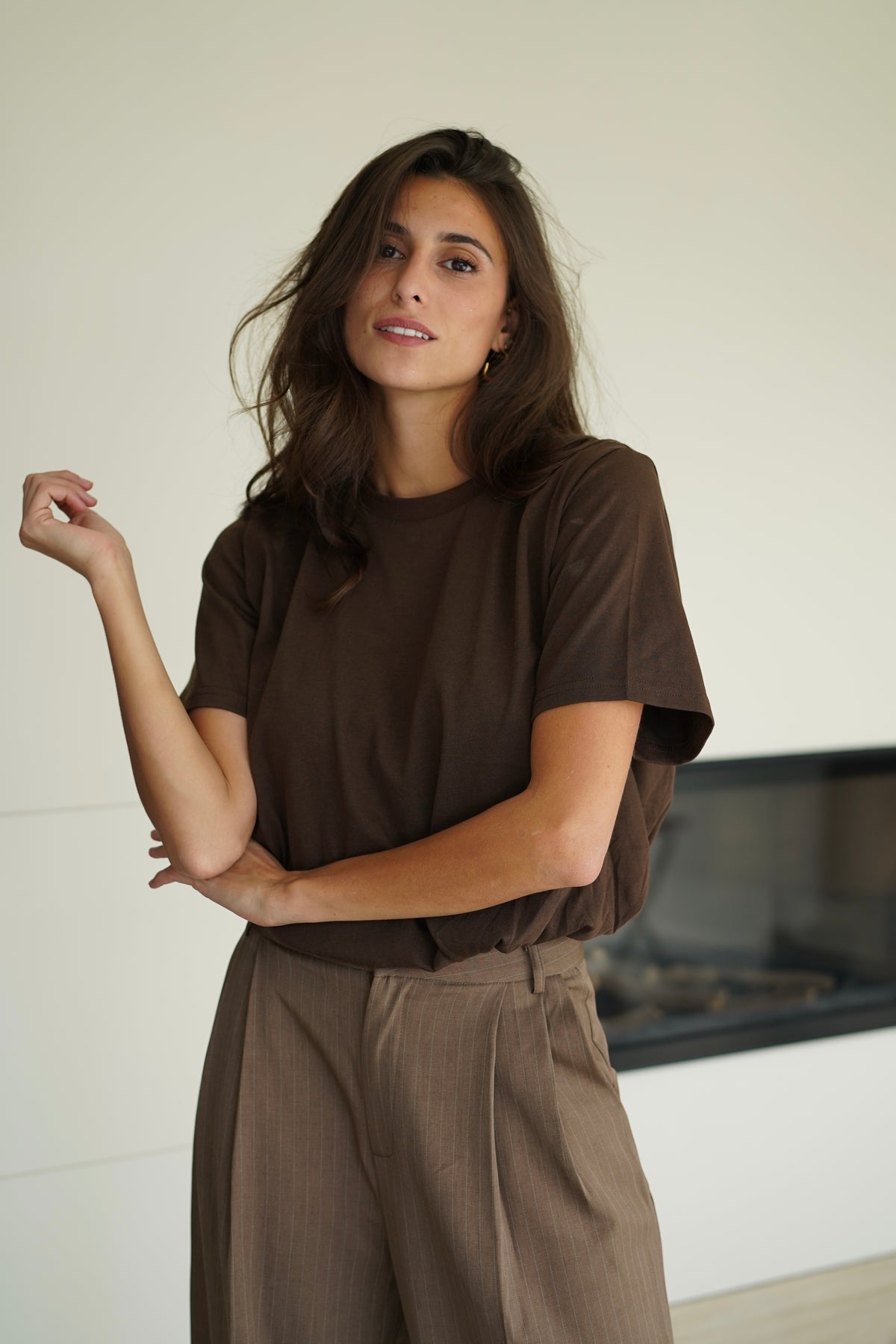 T-shirt Crop Simon marron