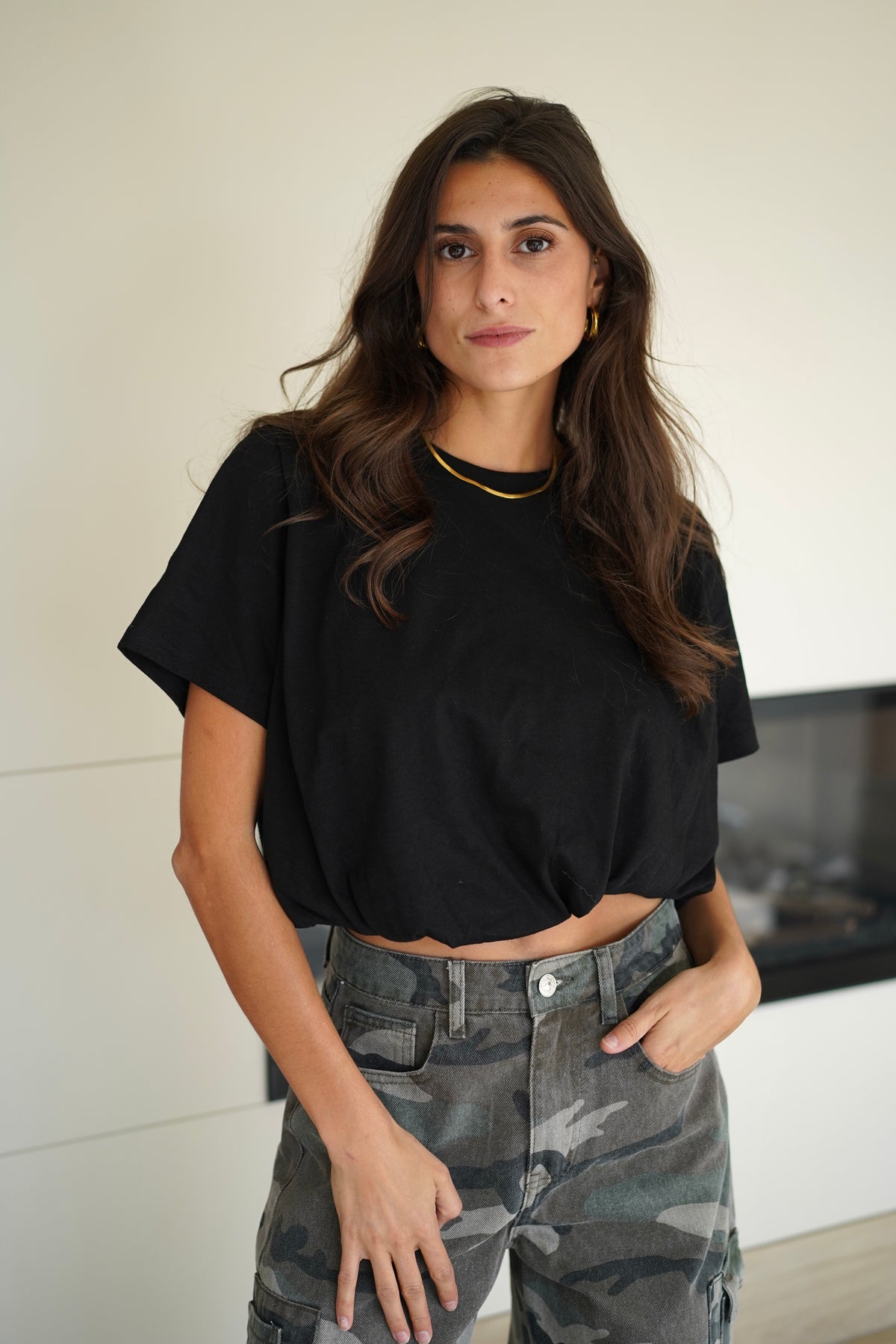 T-shirt Crop Simon noir