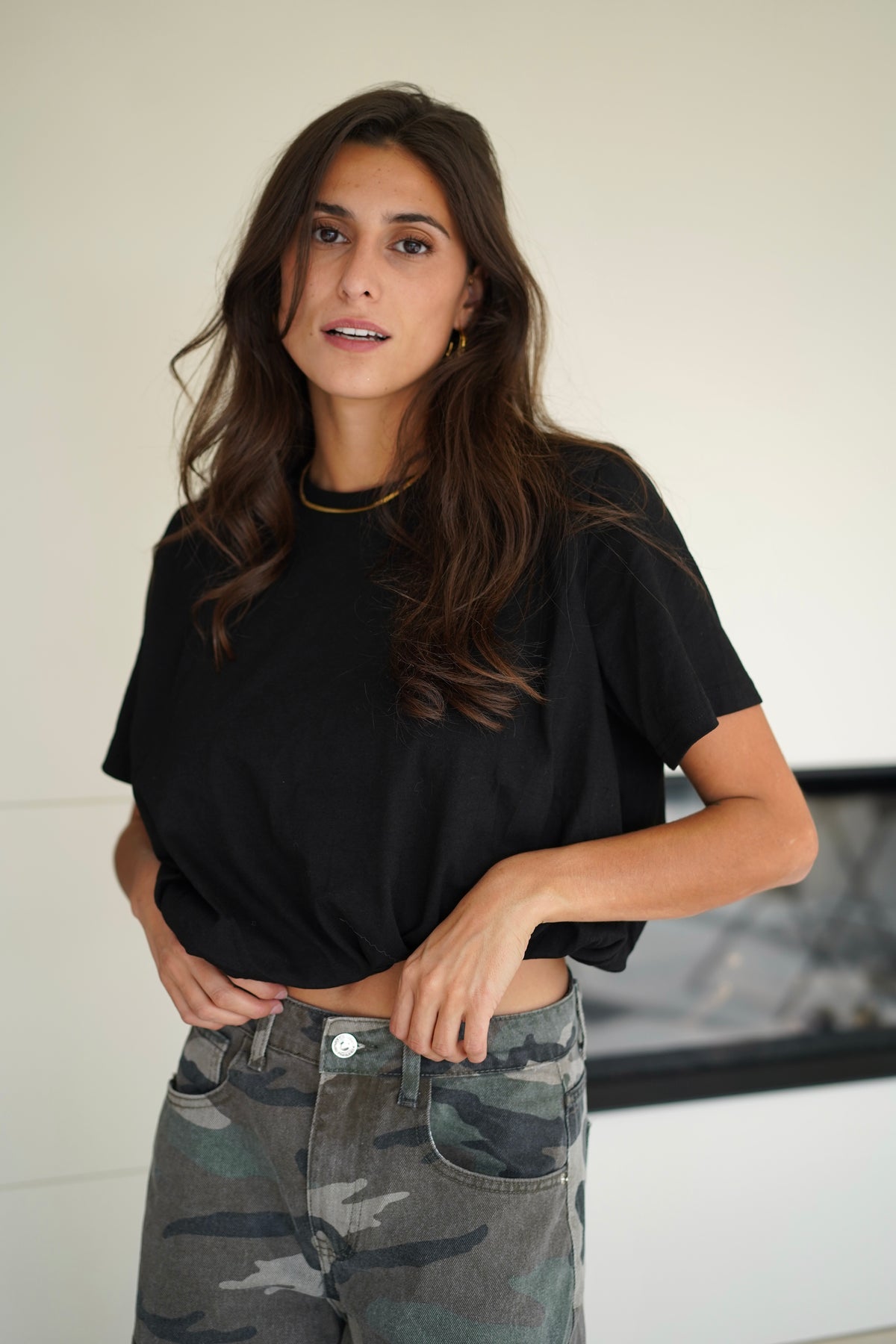 T-shirt Crop Simon noir