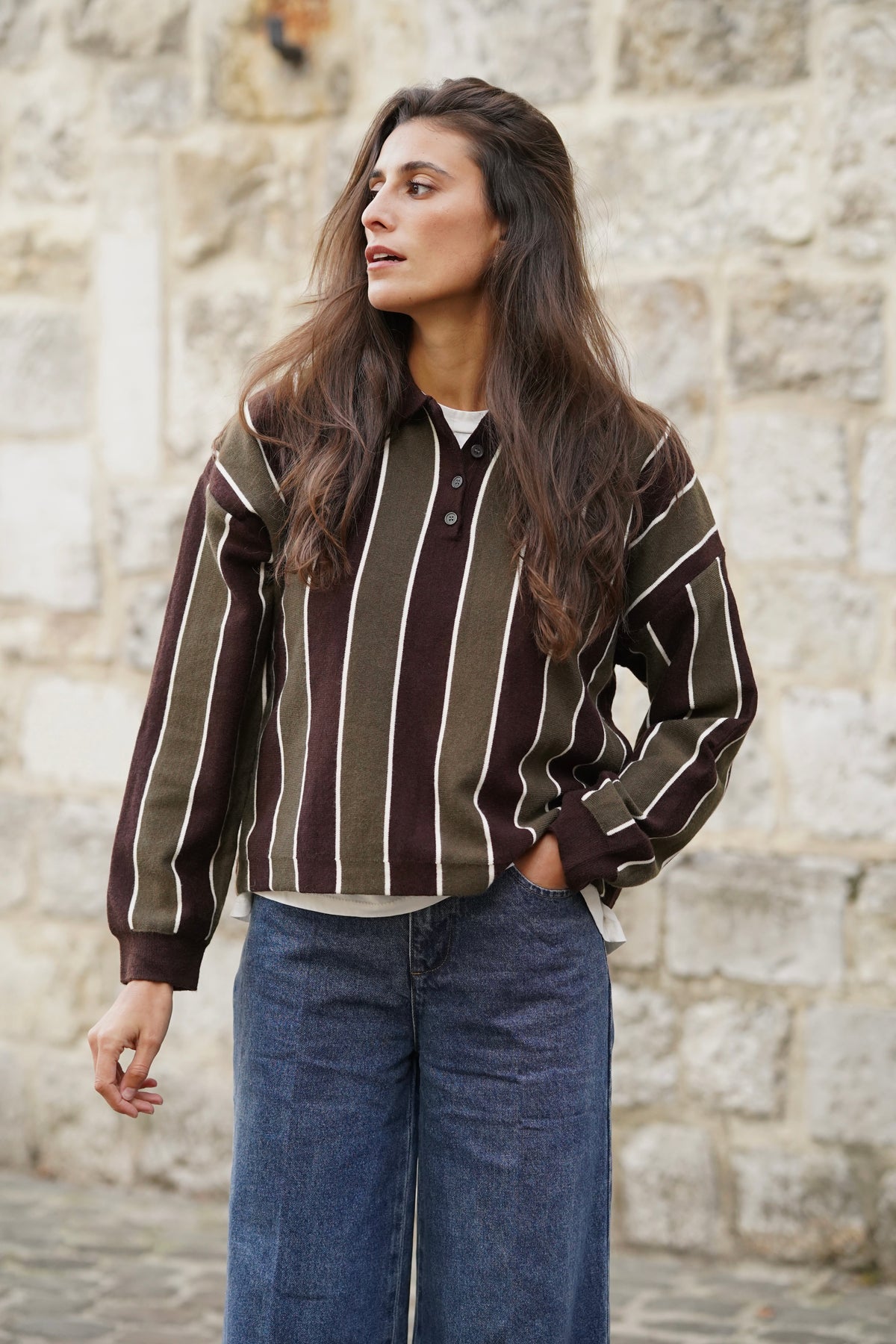 Pull col polo David kaki