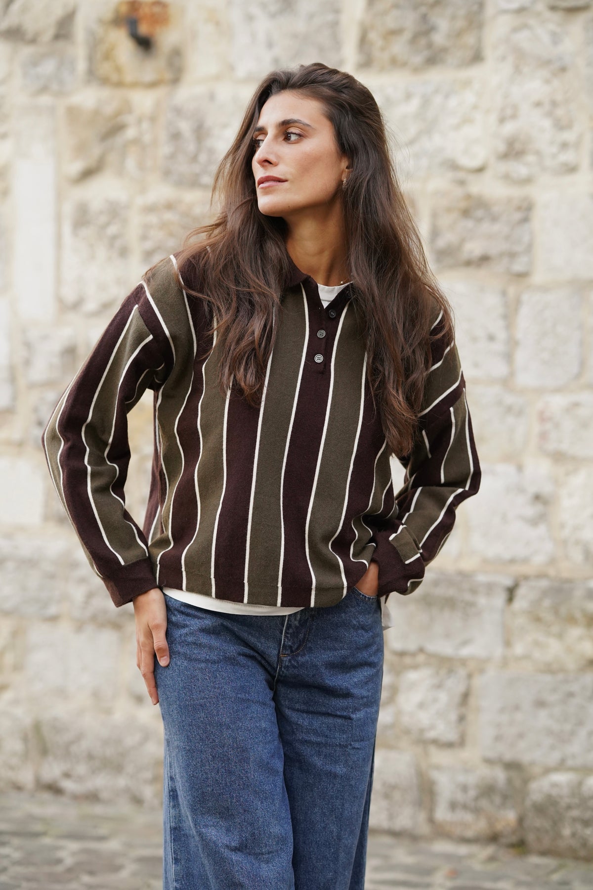 Pull col polo David kaki