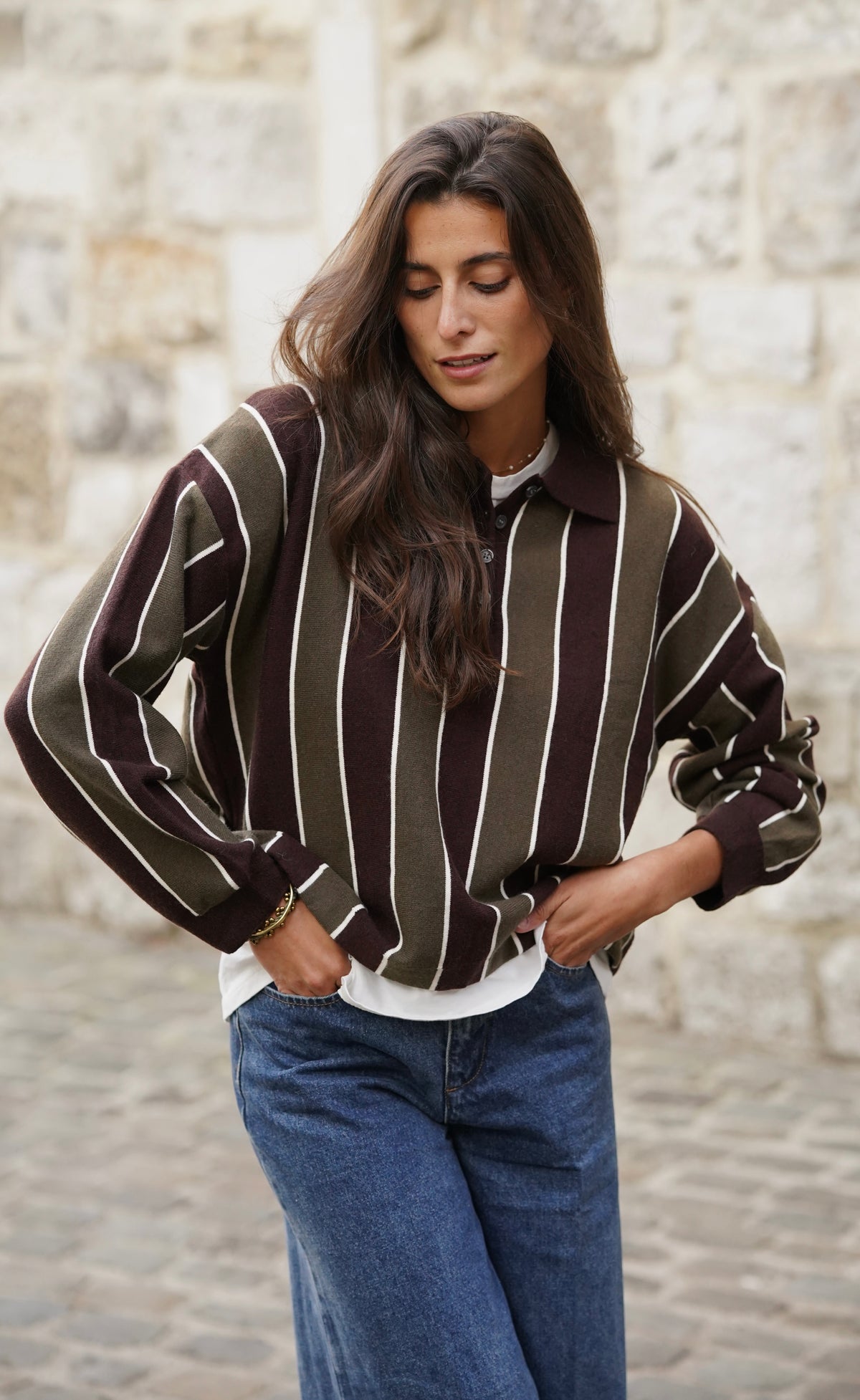 Pull col polo David kaki
