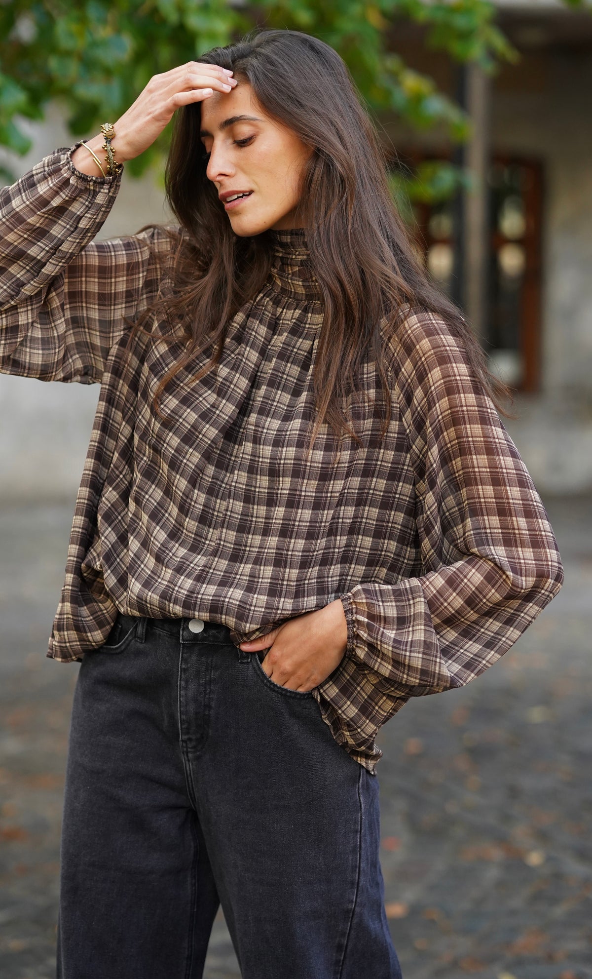 Blouse à nouer Laureen marron
