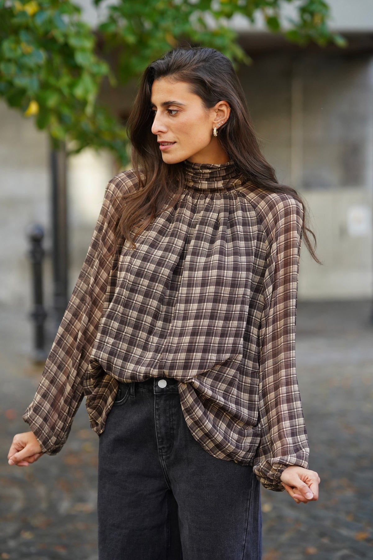 Blouse à nouer Laureen marron