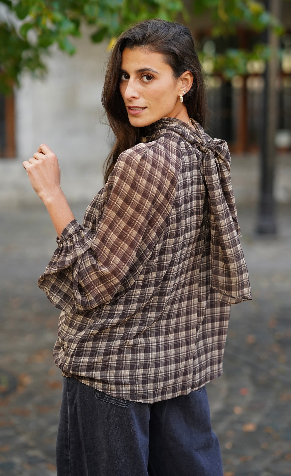 Blouse à nouer Laureen marron
