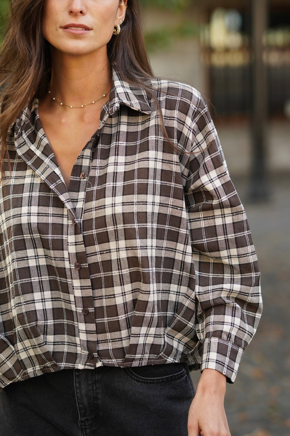 Chemise crop Isabelle choco