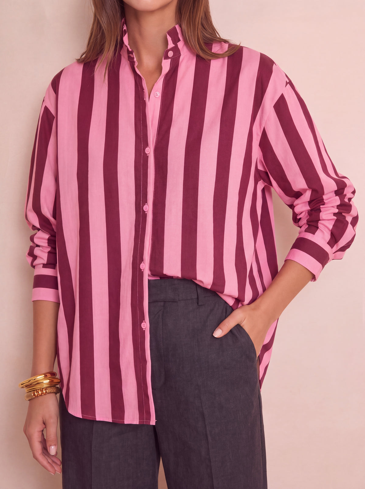 Chemise Margot rose ligné
