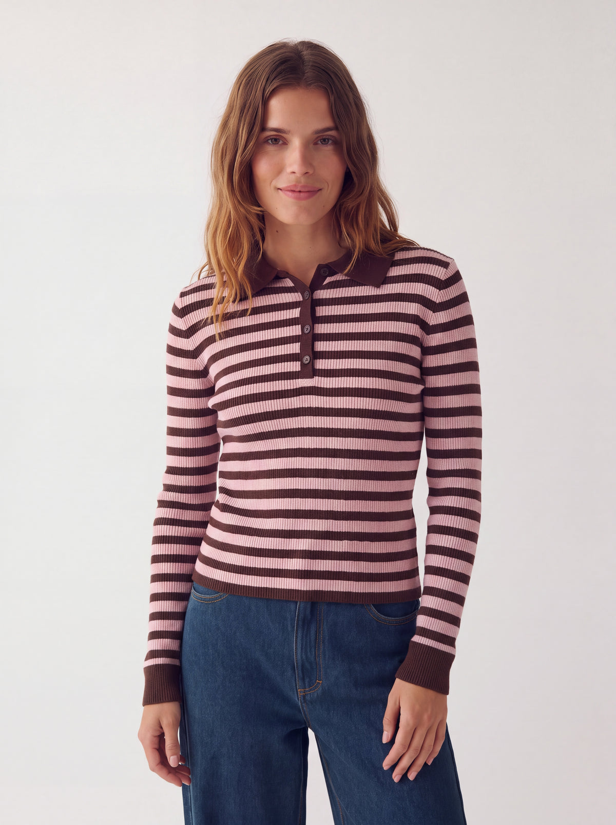 Polo manches longues Laura marron