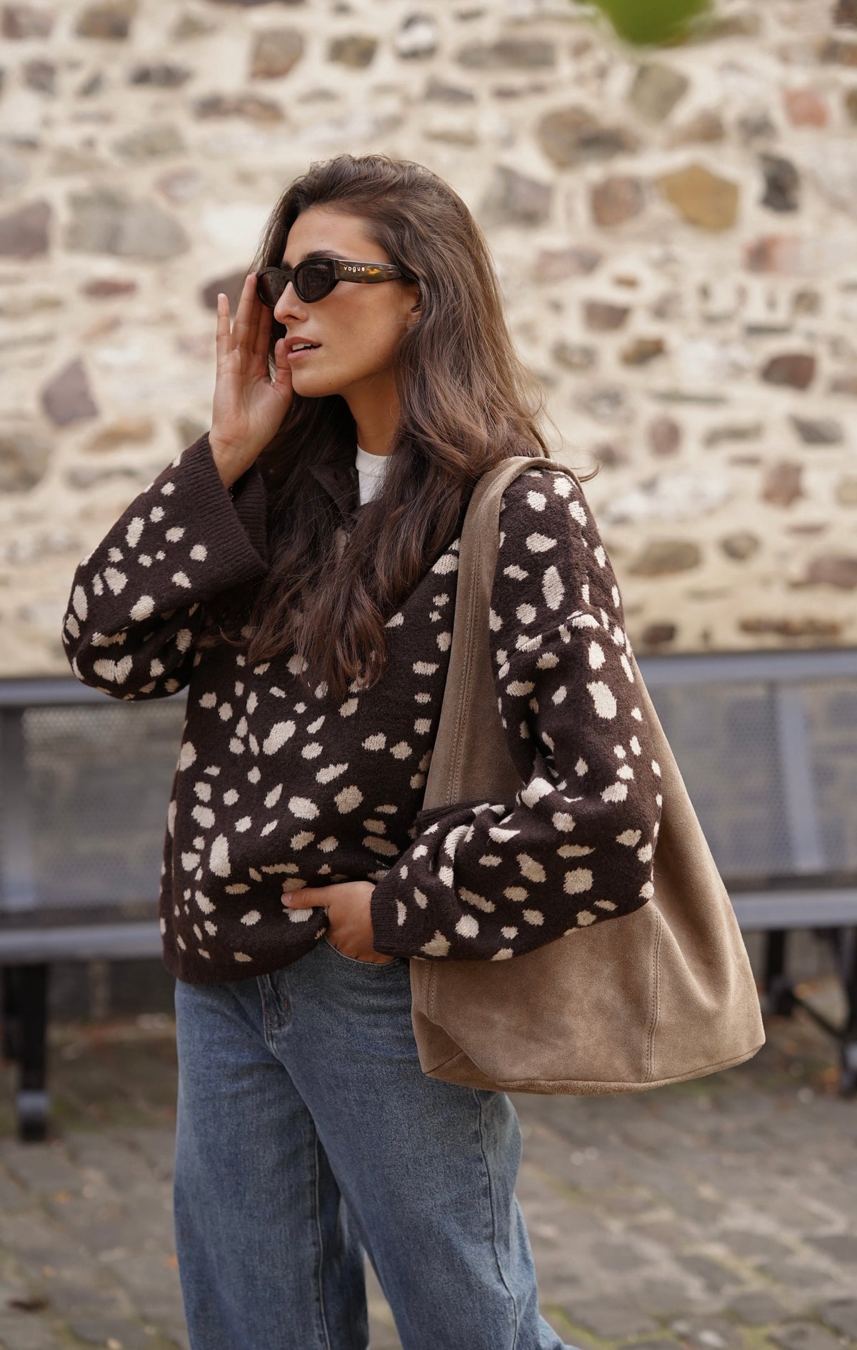 Pull Timmy imprimé marron
