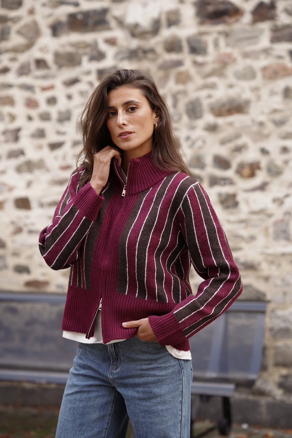 Gilet zip Seamus bordeaux