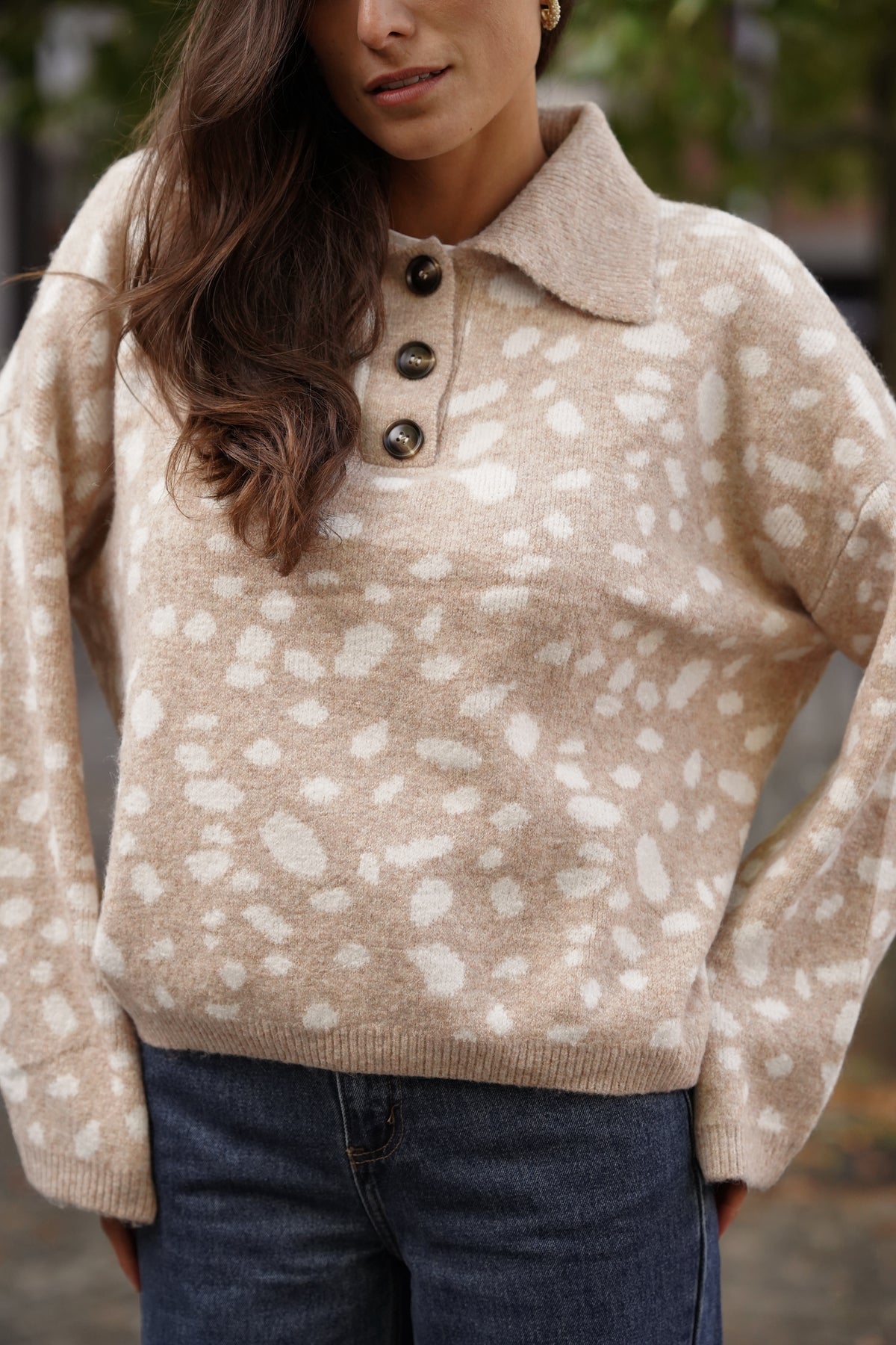 Pull Timmy imprimé beige