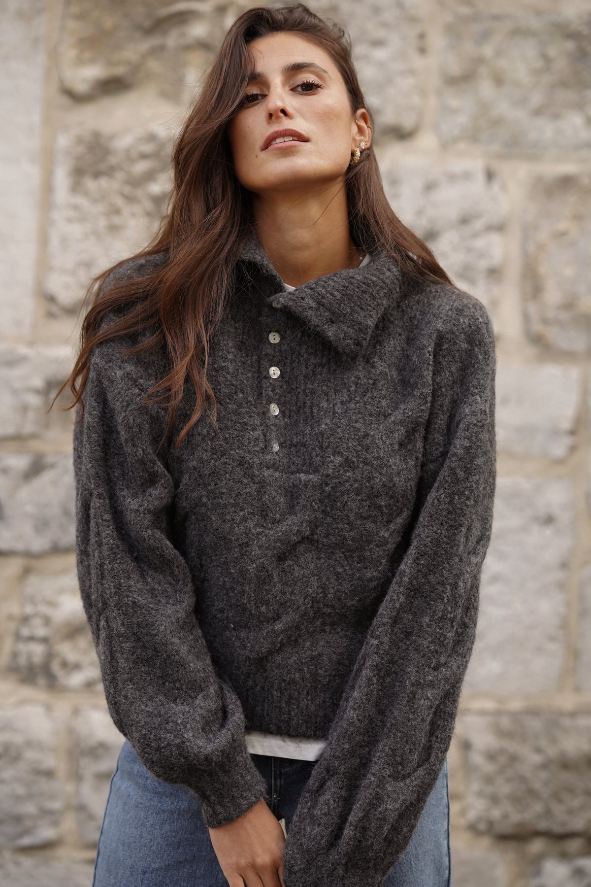 Pull col cheminée Nick gris