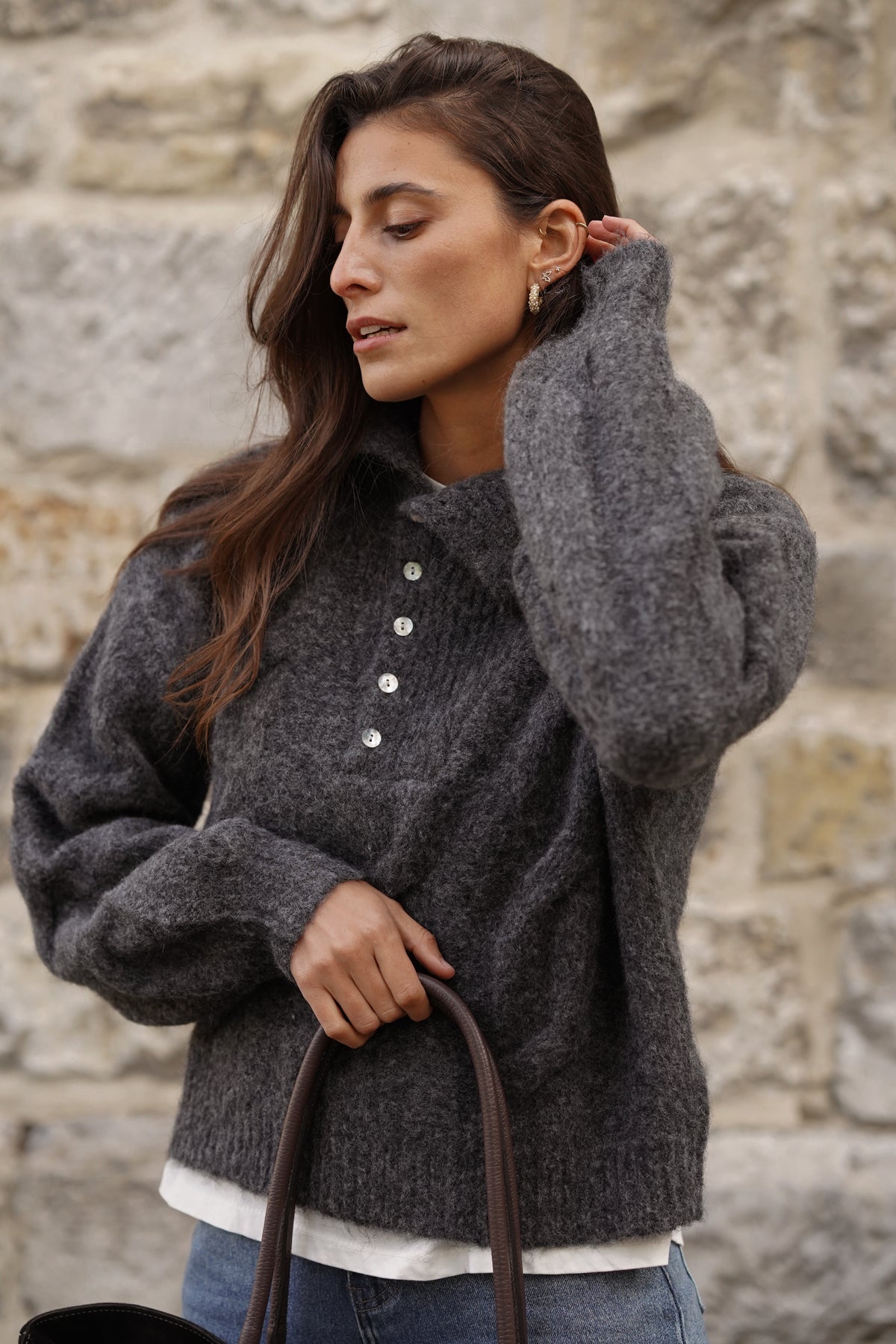 Pull col cheminée Nick gris