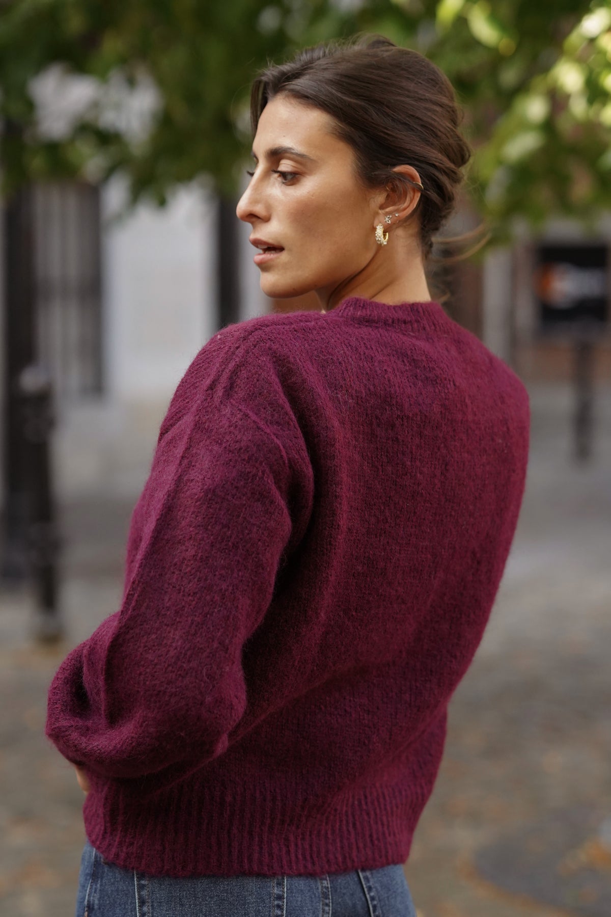 Pull à boutons Eliot bordeaux