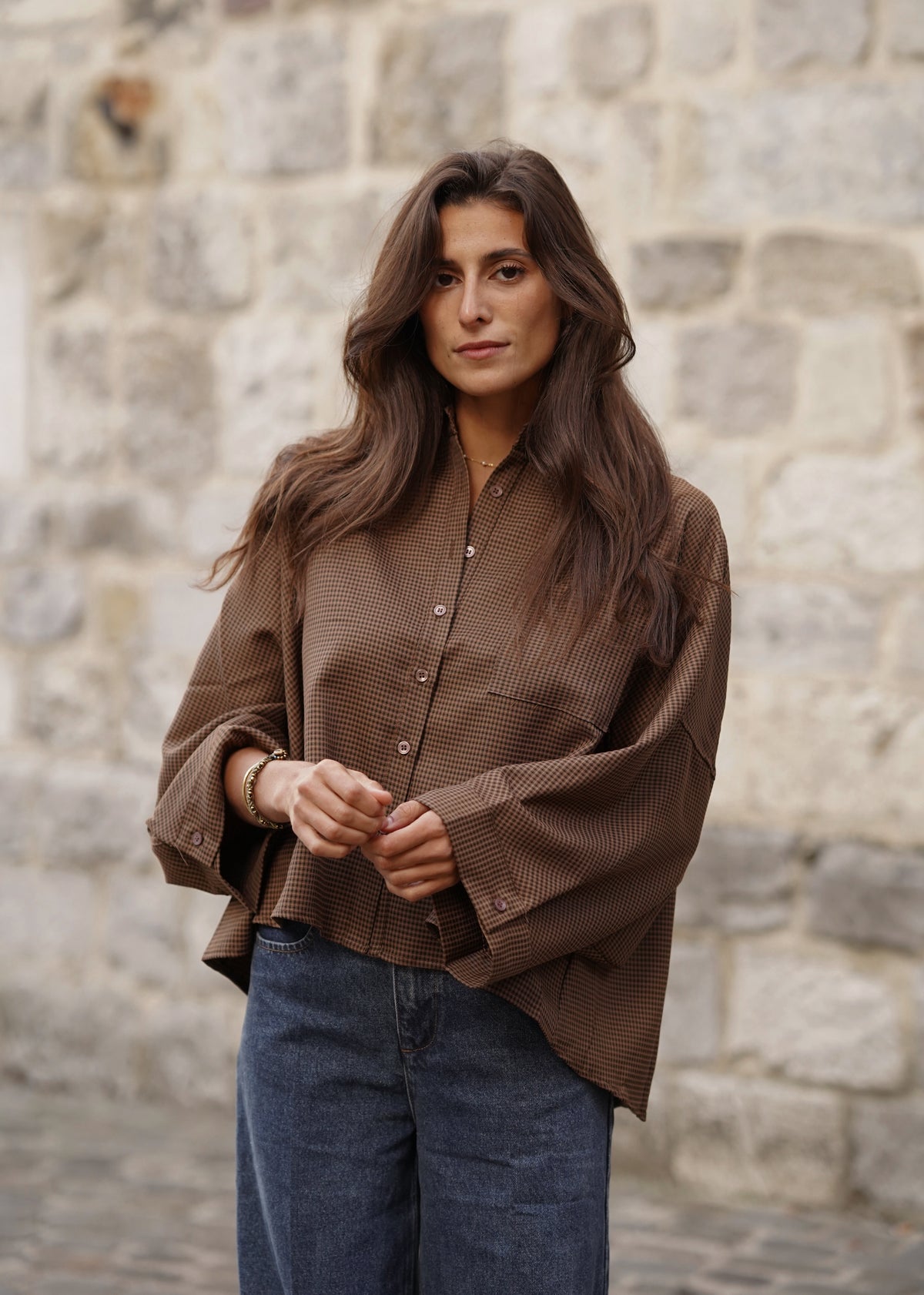 Chemise oversized Alfea marron
