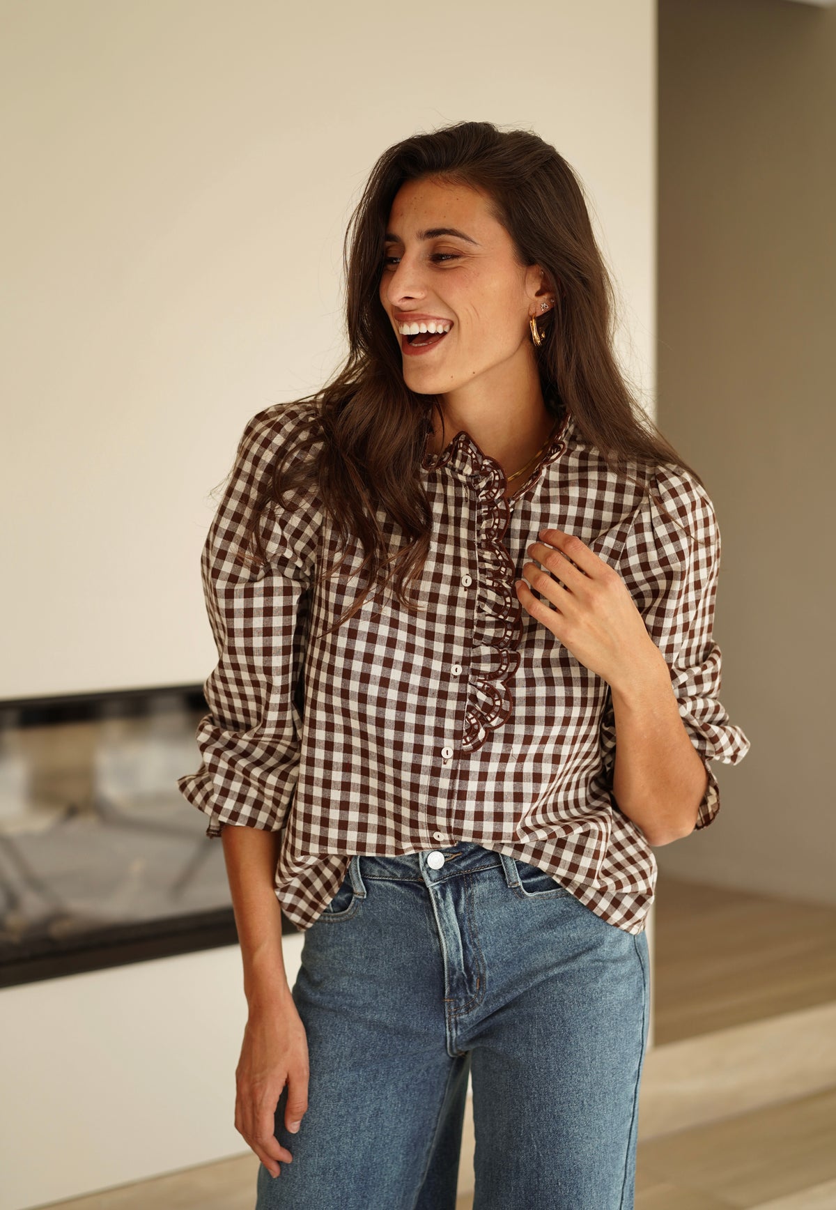 Chemise Colette carreaux marron