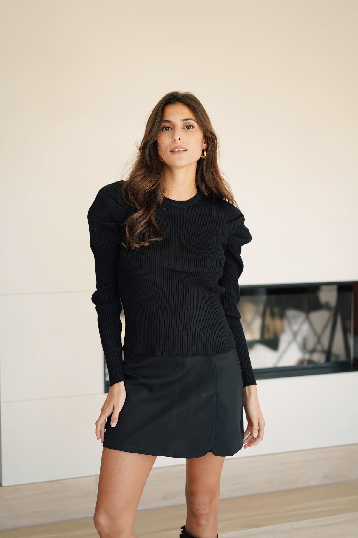 Pull Manches Bouffantes Guy noir