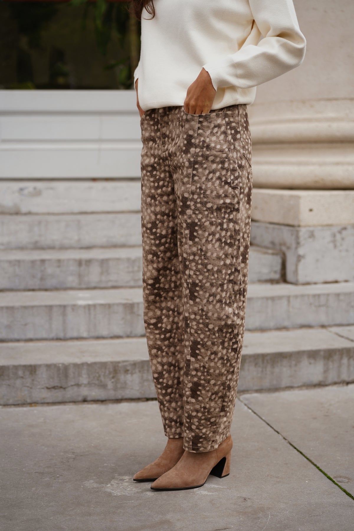 Pantalon Fredo imprimé marron