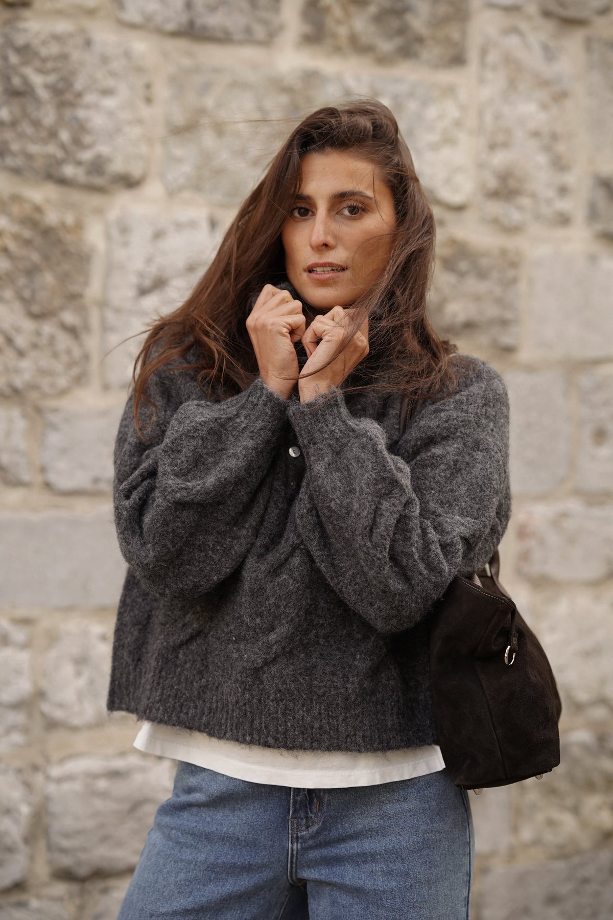 Pull col cheminée Nick gris