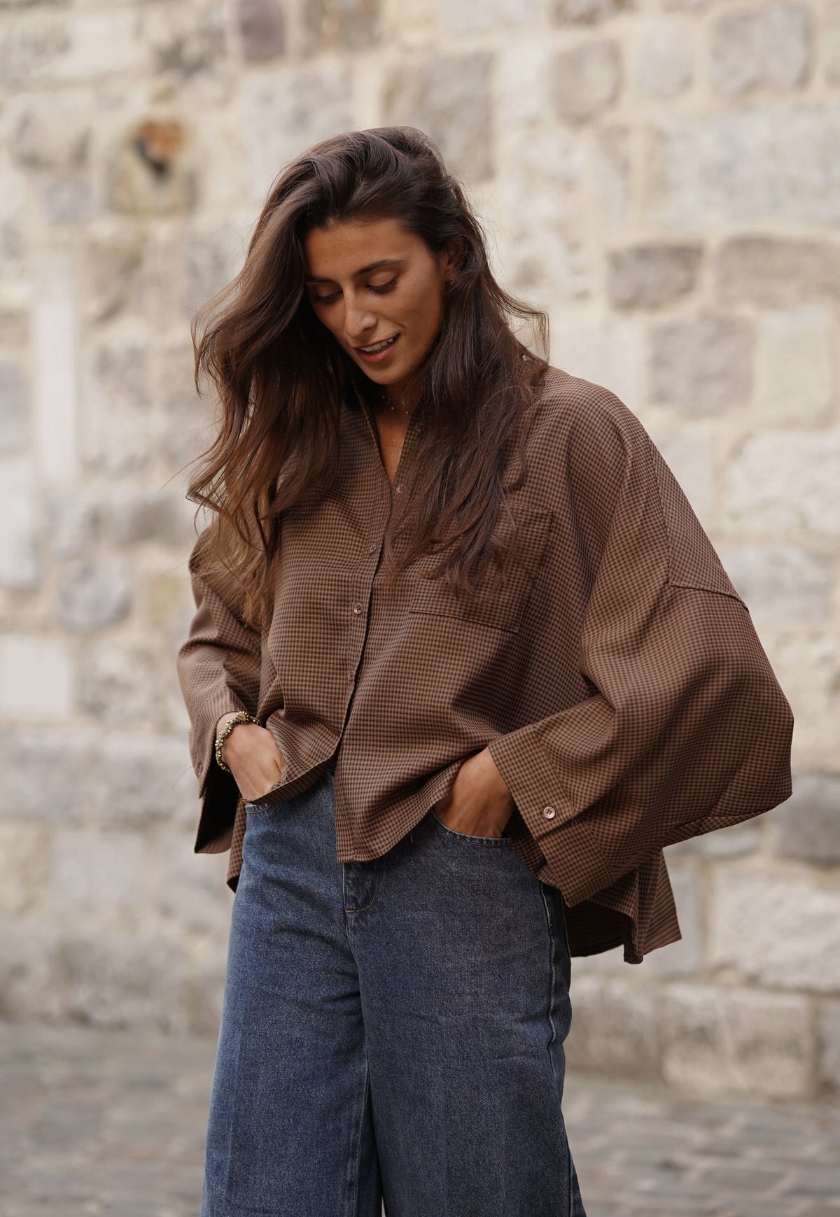 Chemise oversized Alfea marron