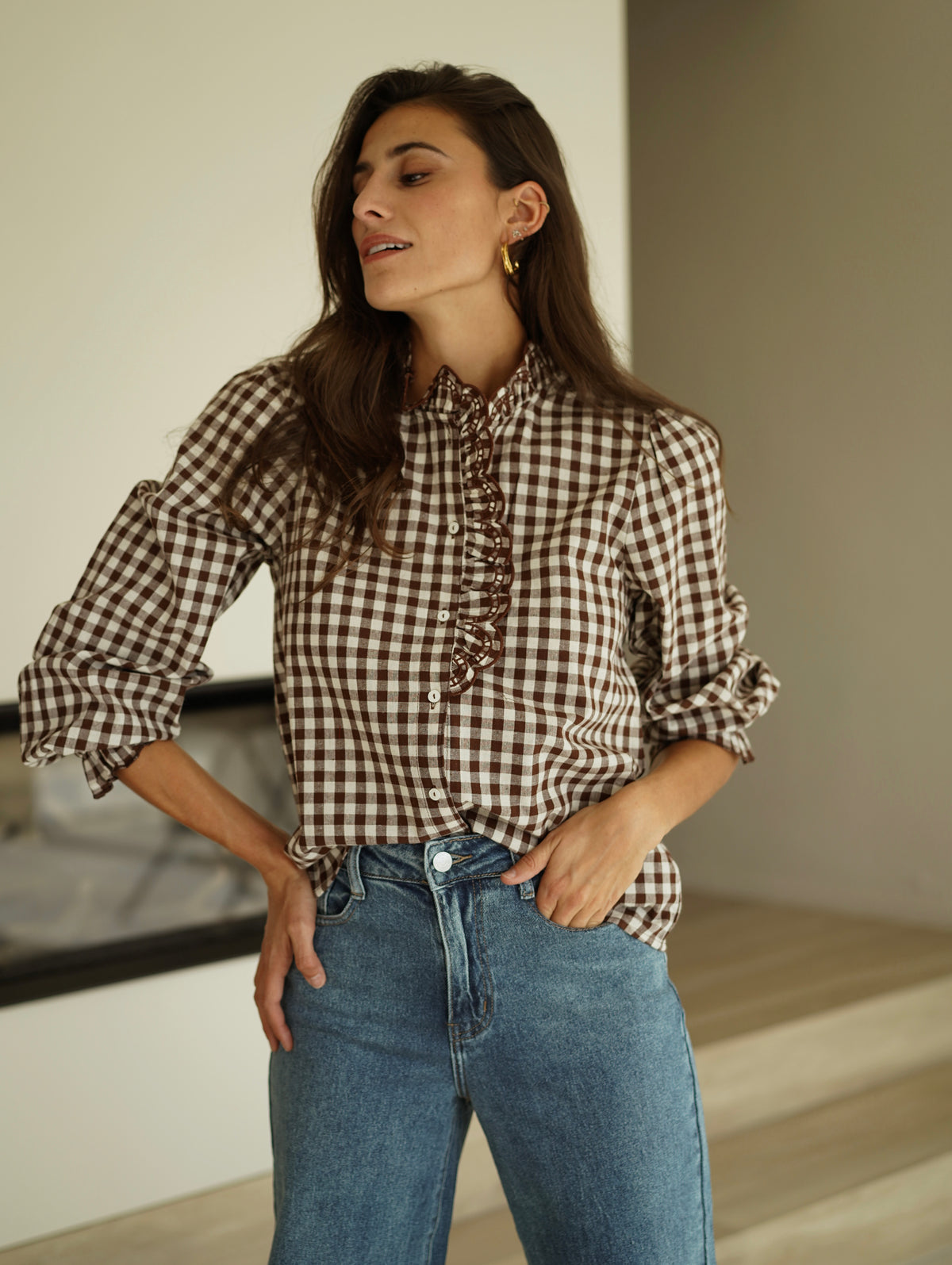 Chemise Colette carreaux marron