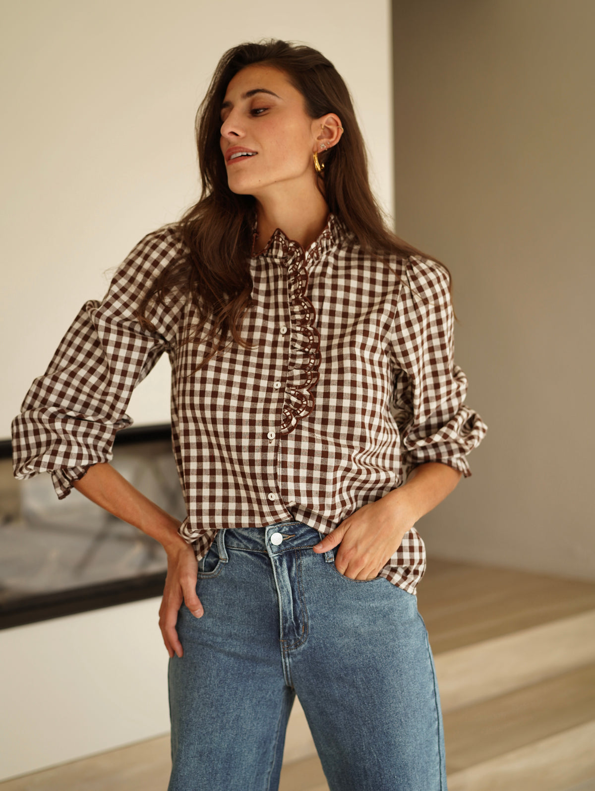 Chemise Colette carreaux marron