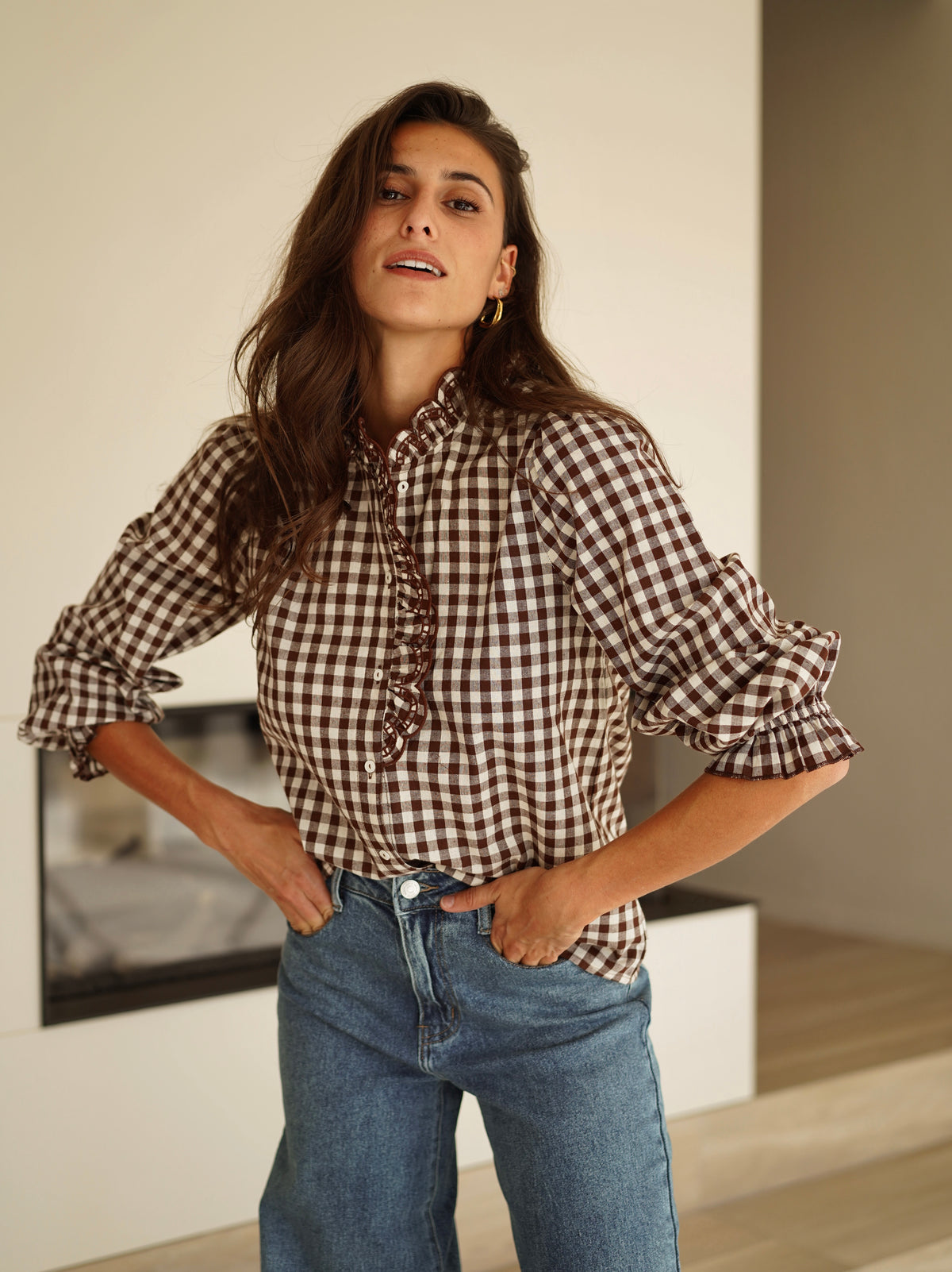 Chemise Colette carreaux marron
