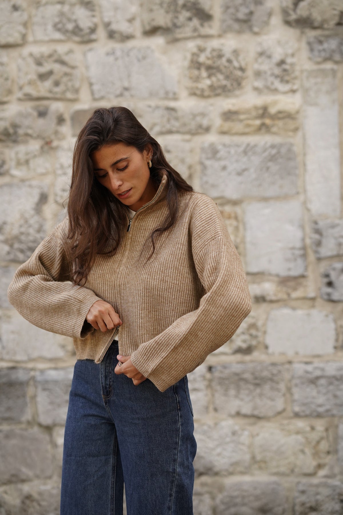 Gilet zippé Luke beige