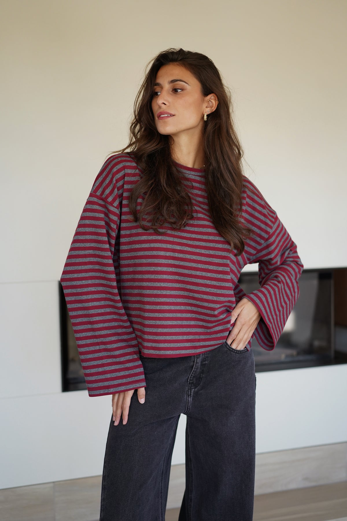 T-shirt manches longues Noémie bordeaux
