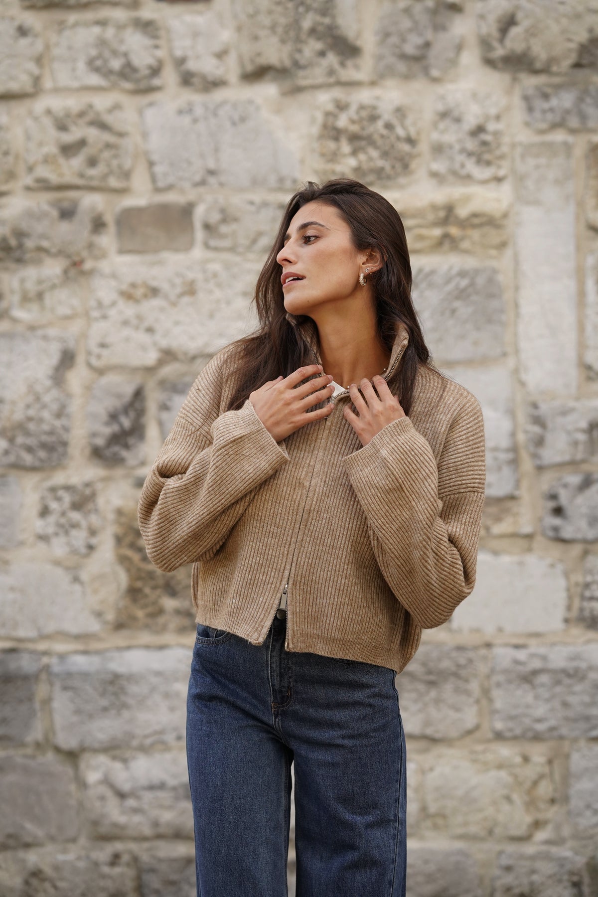 Gilet zippé Luke beige