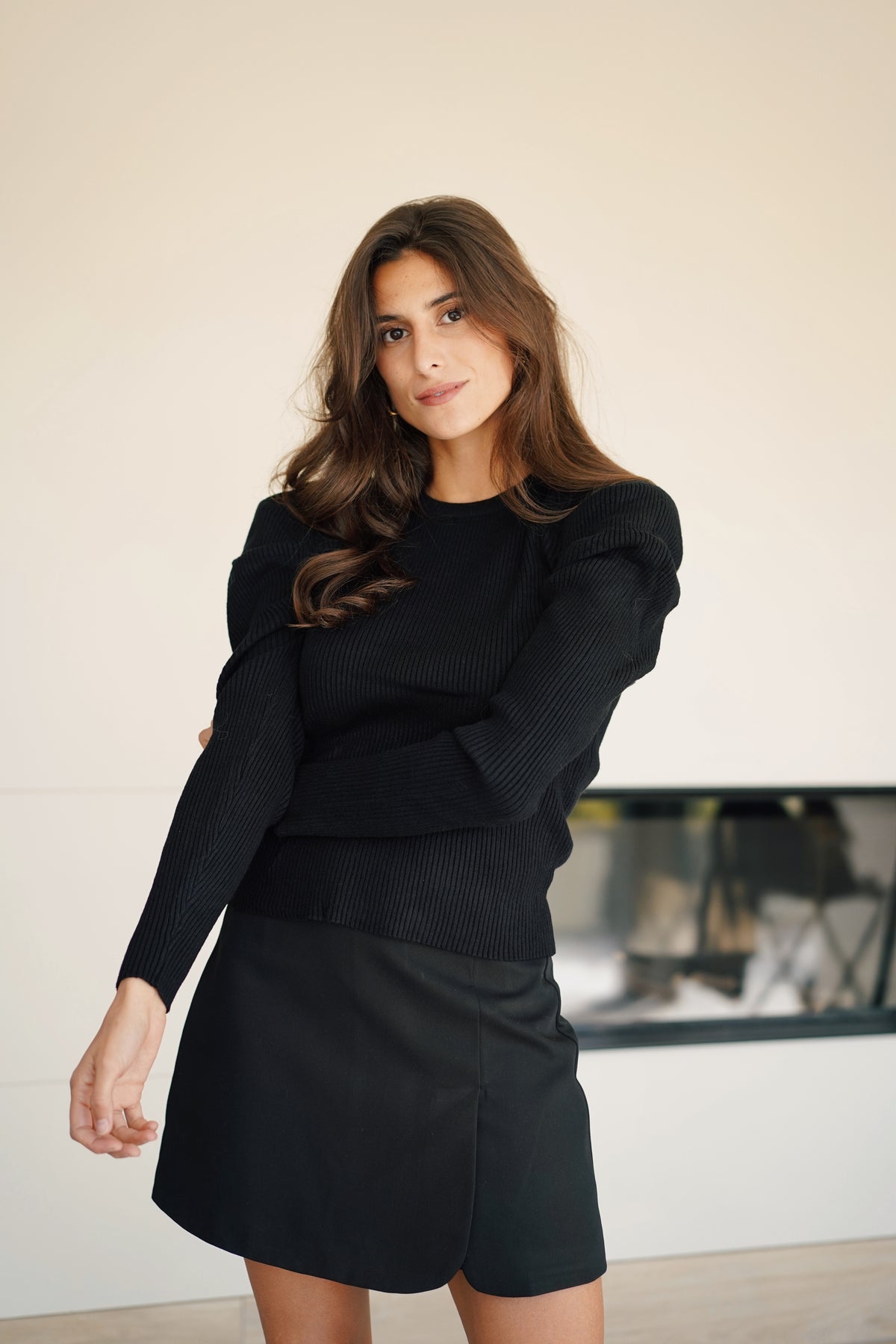 Pull Manches Bouffantes Guy noir