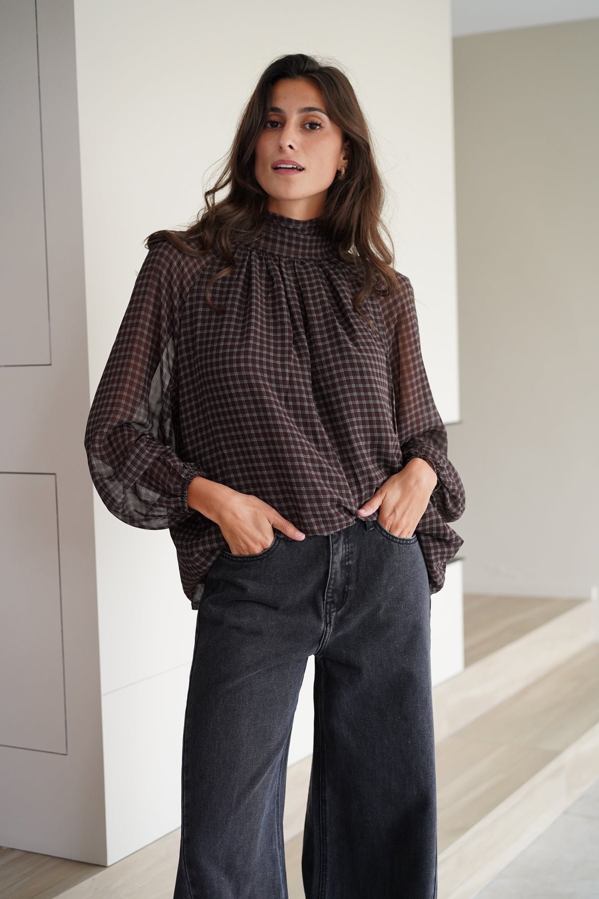 Blouse Steph carreaux marron