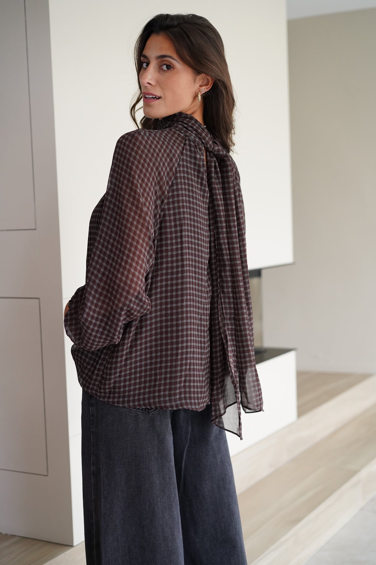 Blouse Steph carreaux marron