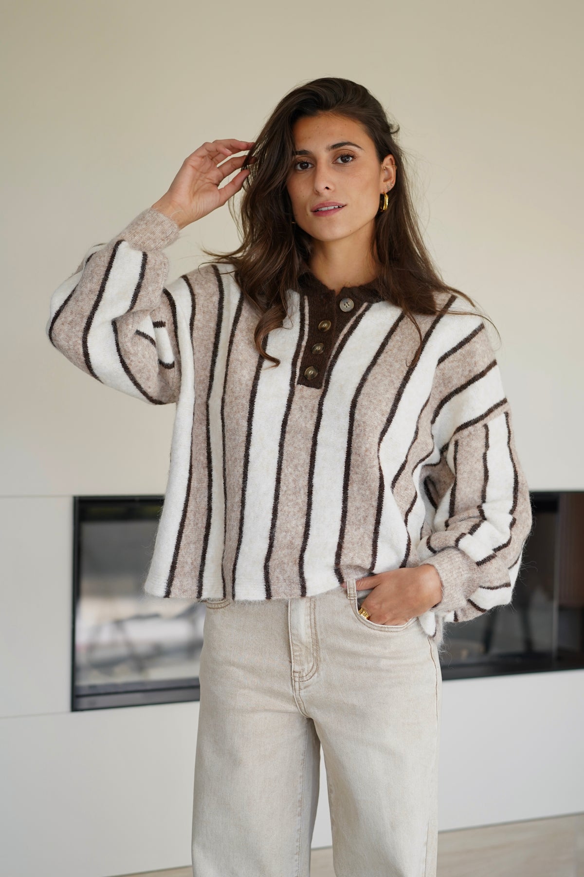 Pull Col Polo Brian crème