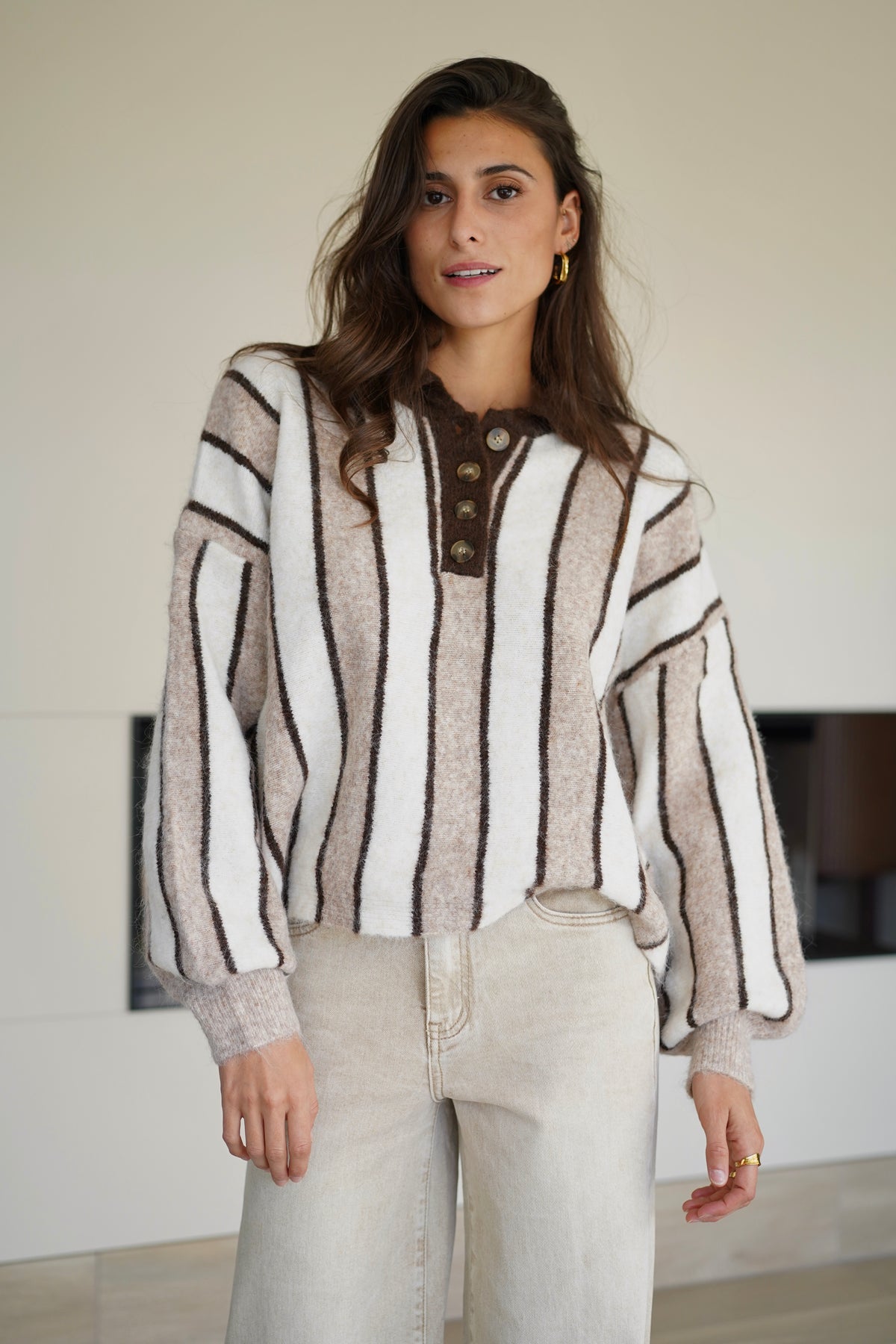 Pull Col Polo Brian crème