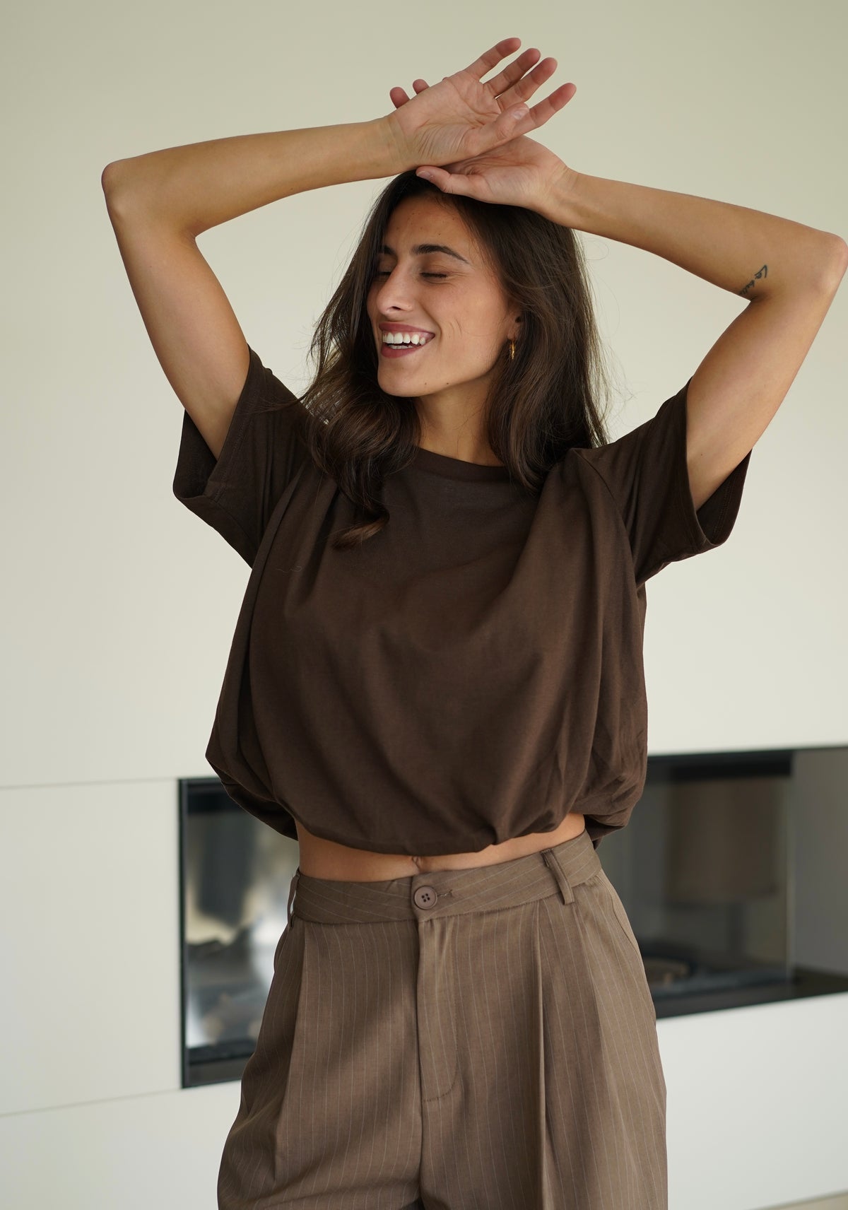 T-shirt Crop Simon marron