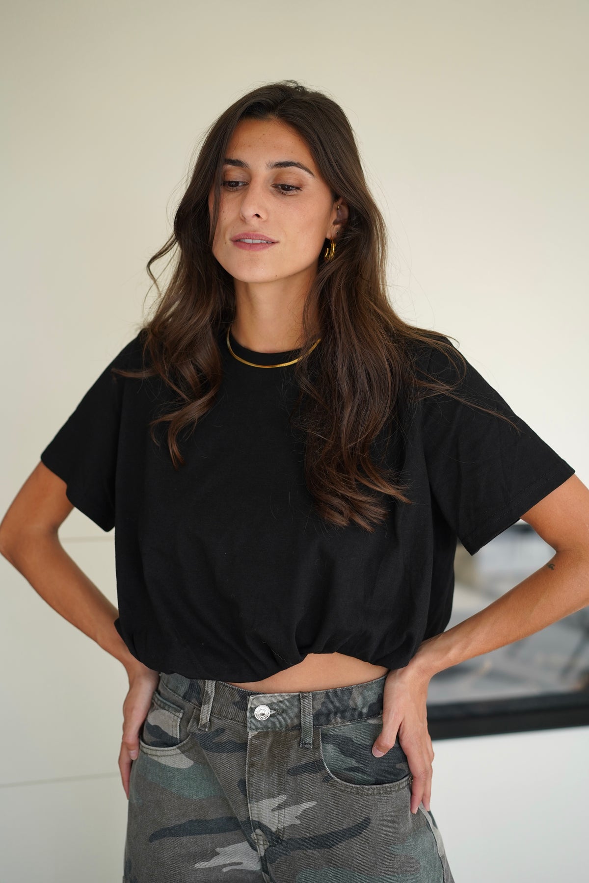T-shirt Crop Simon noir