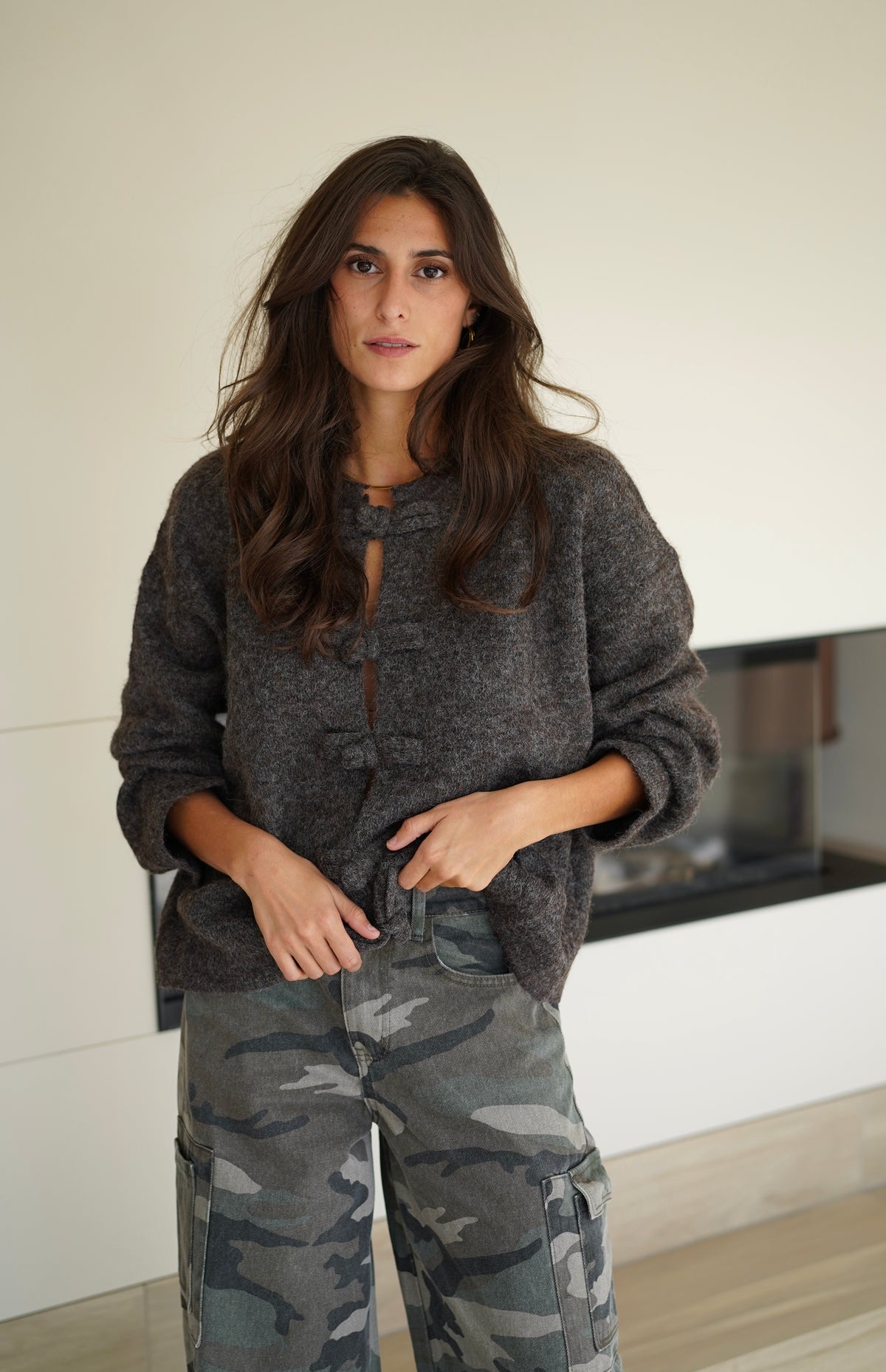 Gilet à noeuds Fanny marron