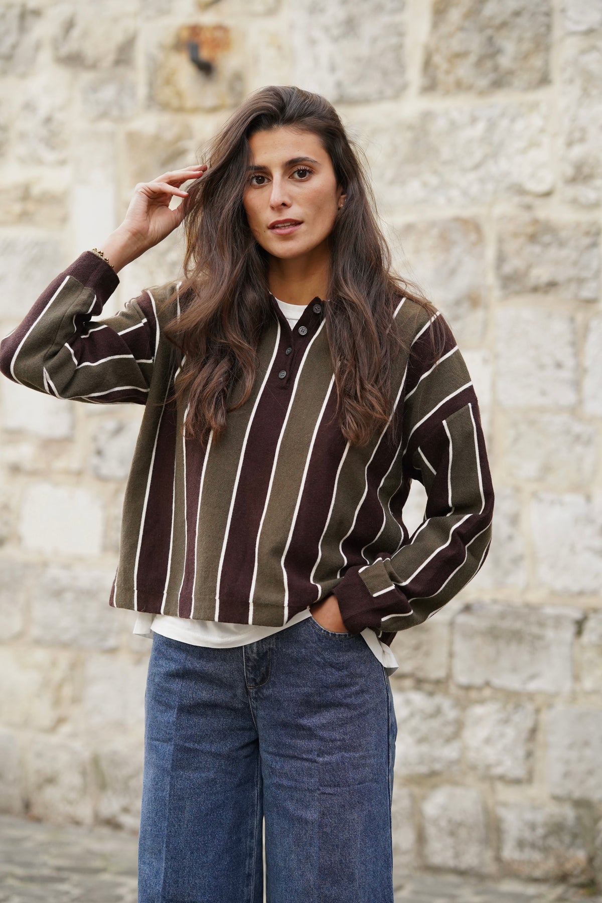 Pull col polo David kaki