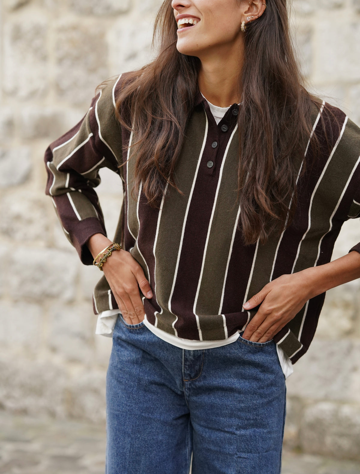 Pull col polo David kaki