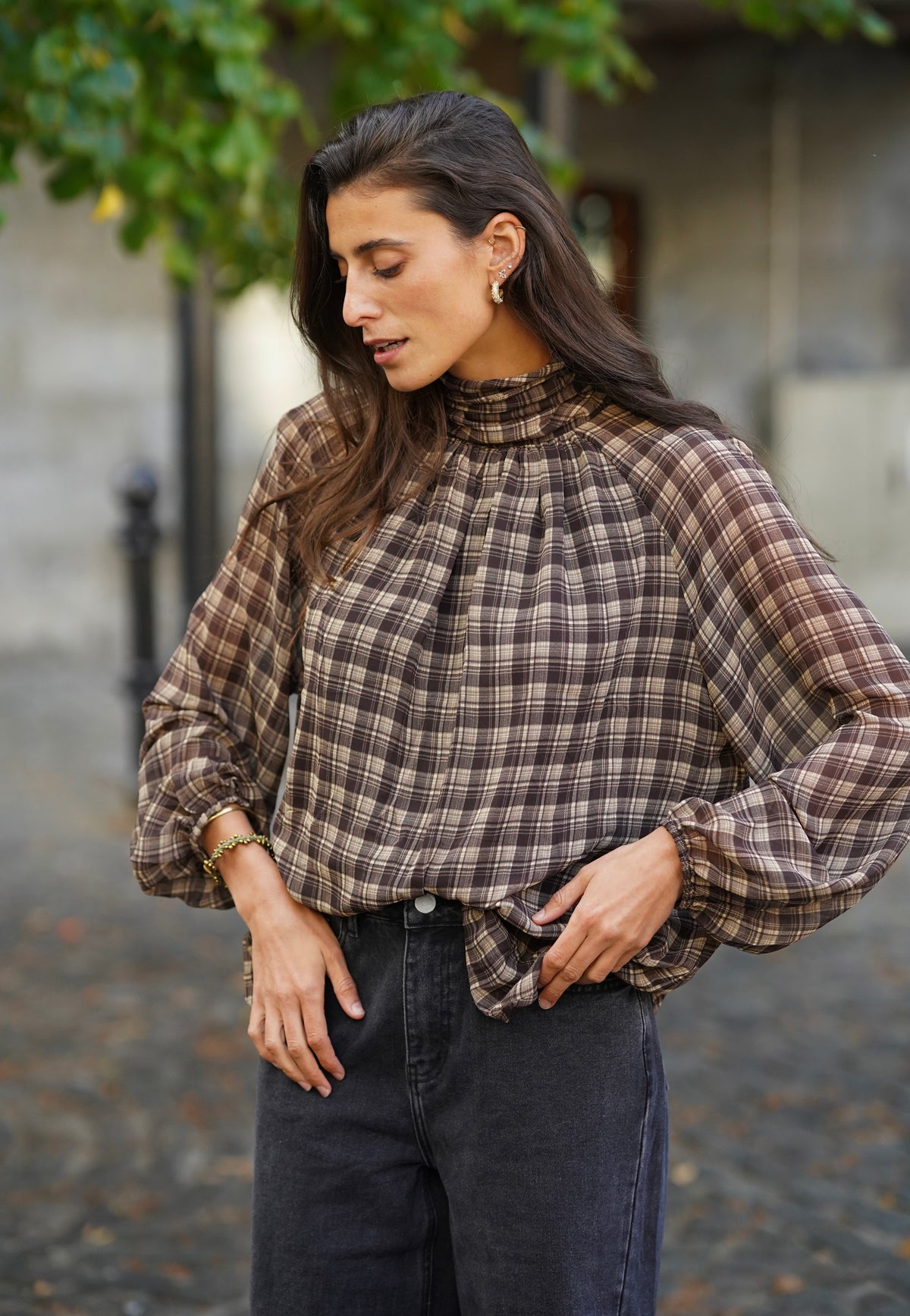 Blouse à nouer Laureen marron